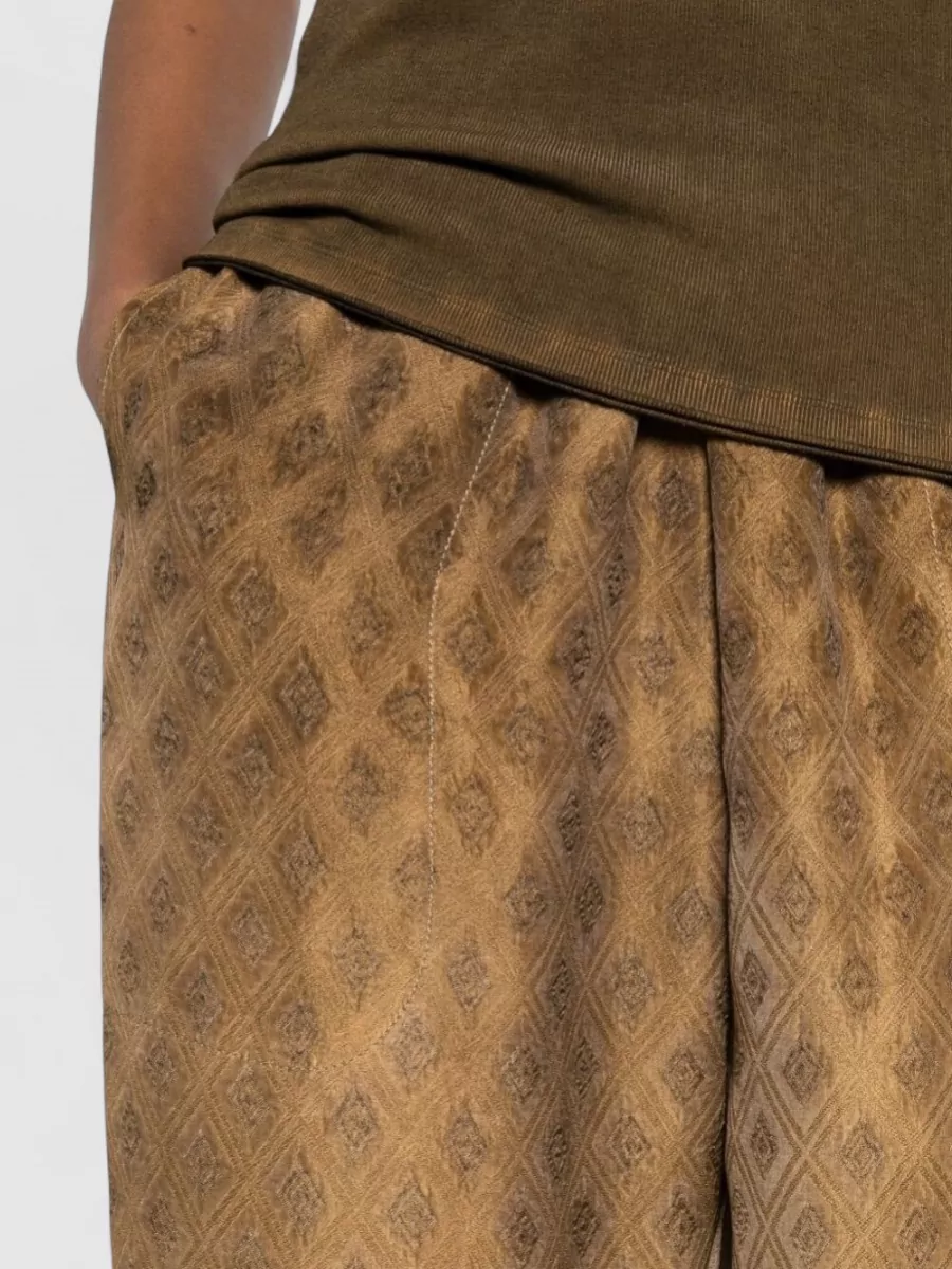Uma Wang Diamond Print Cropped Wide-Leg Trousers