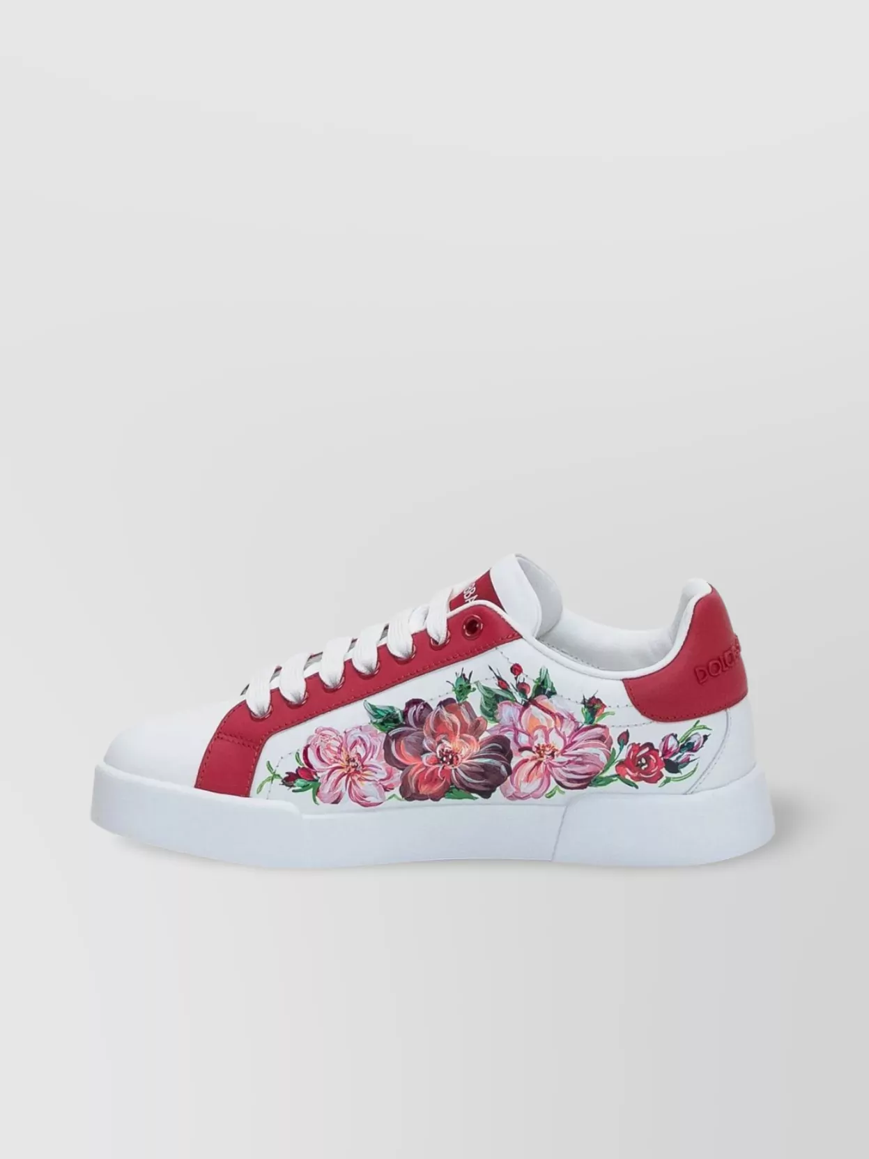 Dolce & Gabbana Calfskin Floral Low-top Sneakers