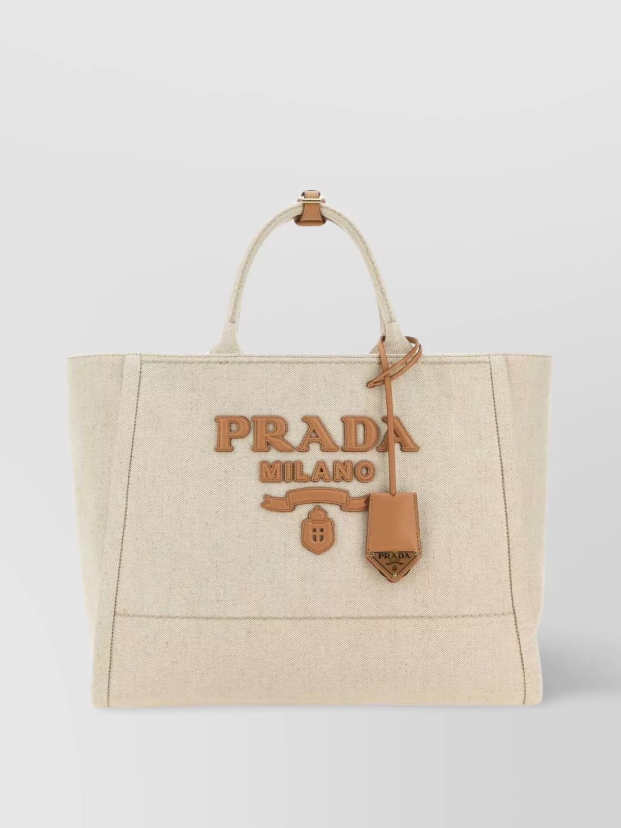 Shop Prada Canvas Shopping Bag Leather Trim