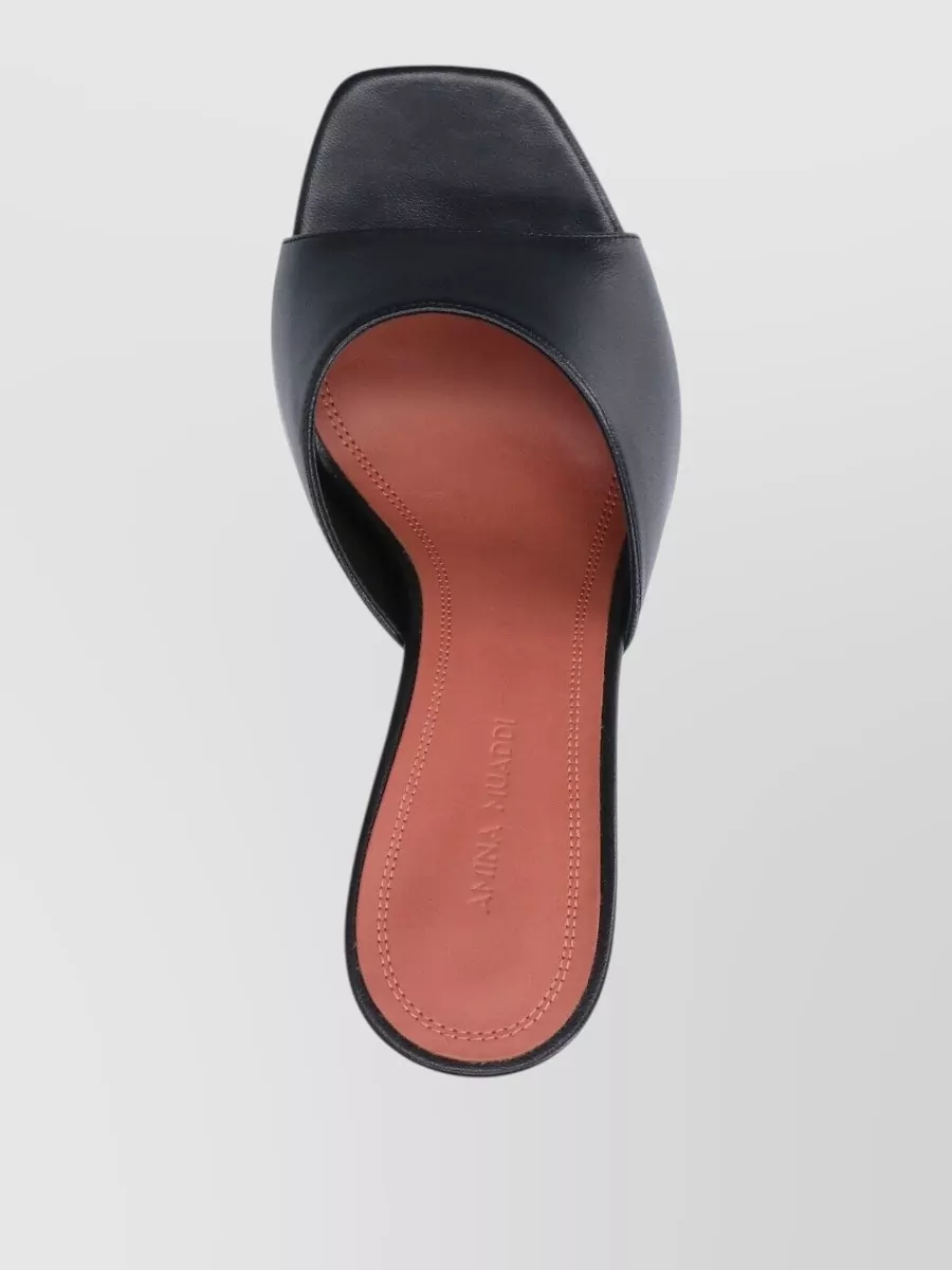 Amina Muaddi Leather High Heel Mules