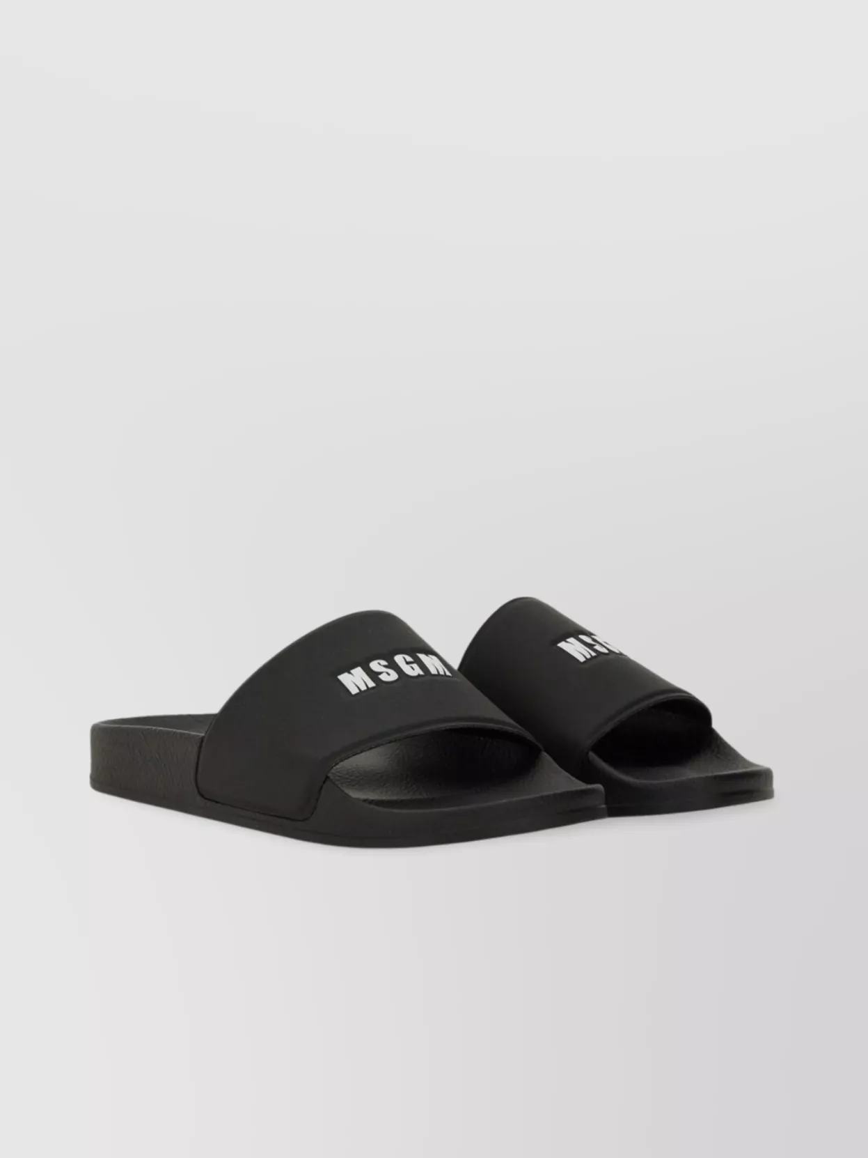 Msgm Logo Flat Sole Slide Sandal In Black