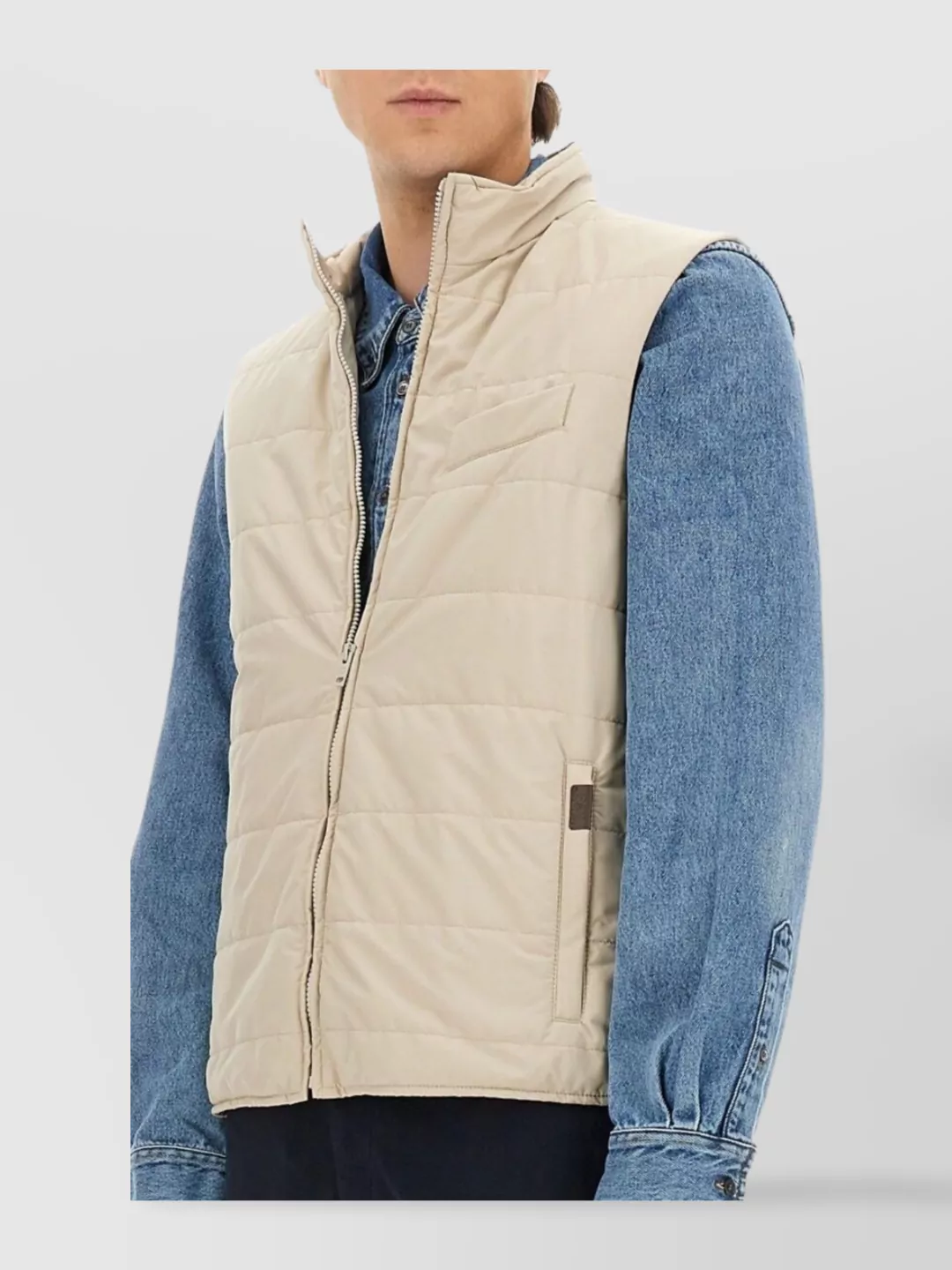 Fay High Collar Sleeveless Quilted T-Shirt