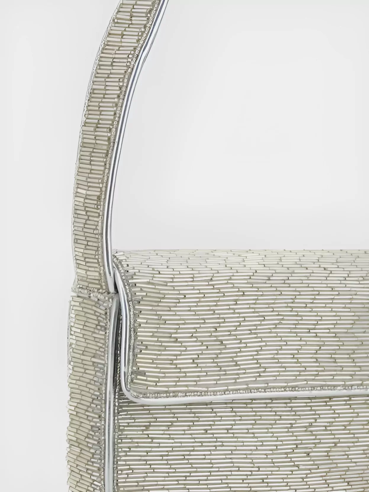 STAUD BEADED RECTANGULAR SHOULDER BAG WITH METALLIC FINISH