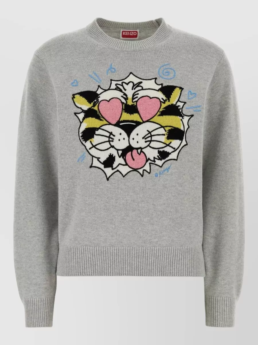 Kenzo wool blend crew neck long sleeve sweatshirt