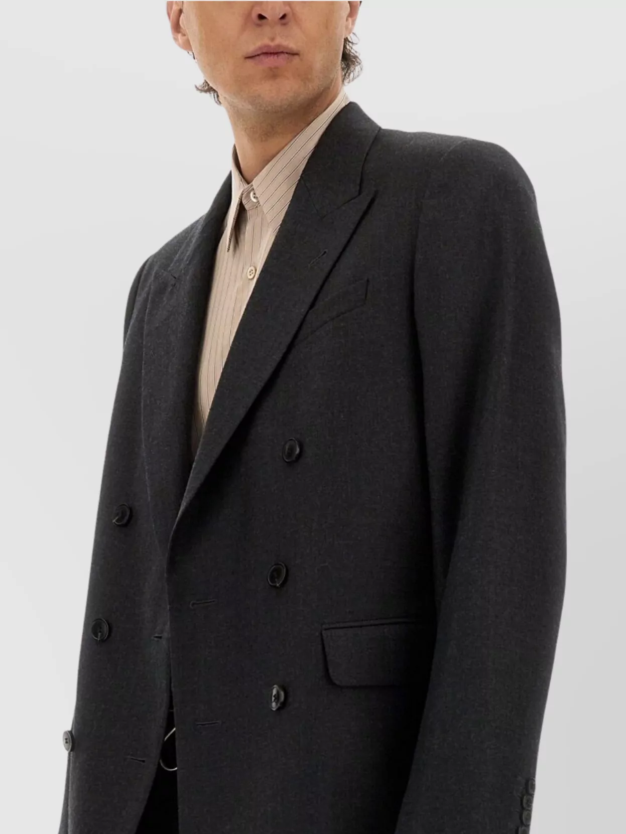 Dries Van Noten Double Breasted Wool Jacket With Notched Lapels