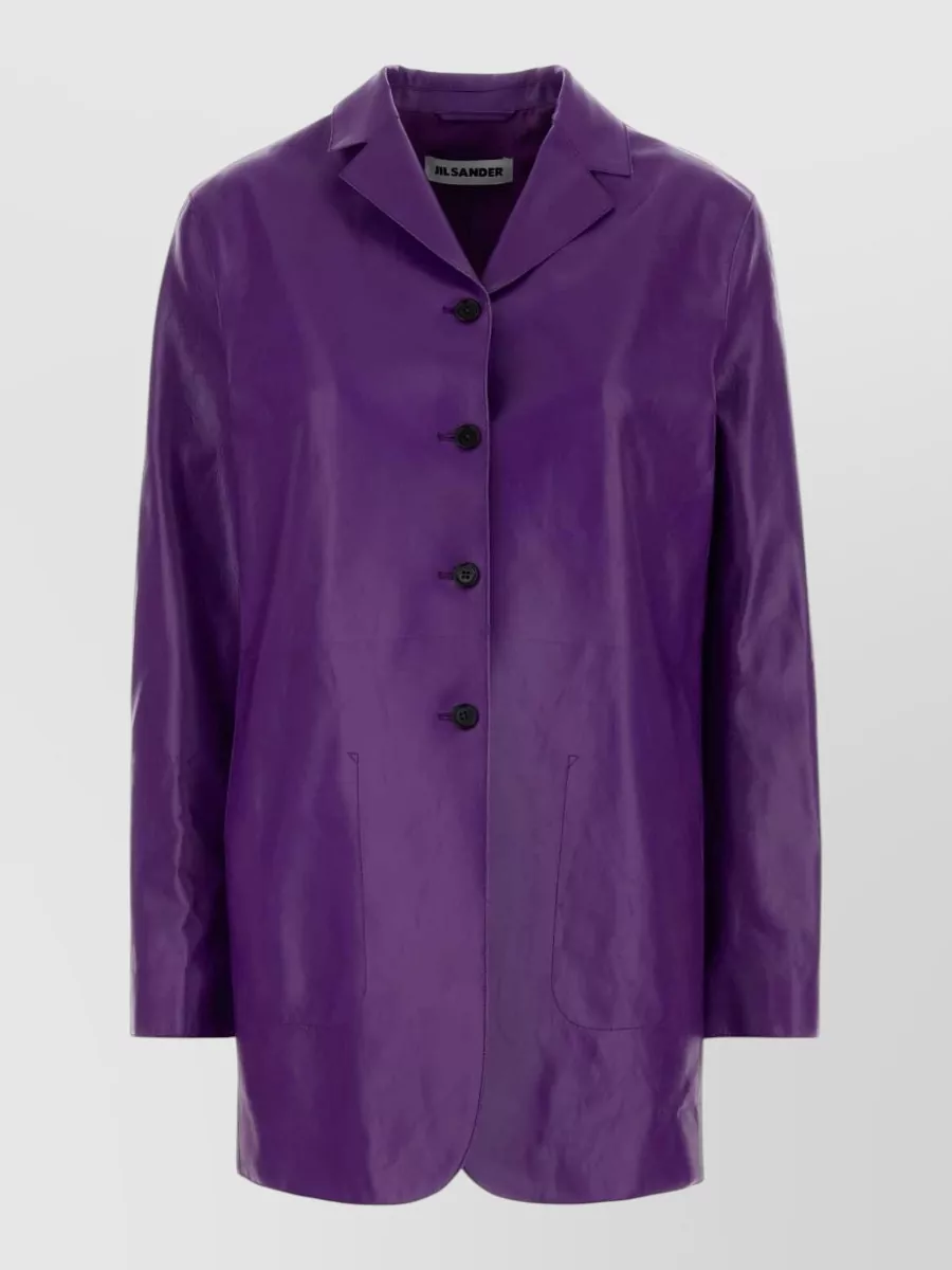 Jil Sander Leather Single-Breasted Coat