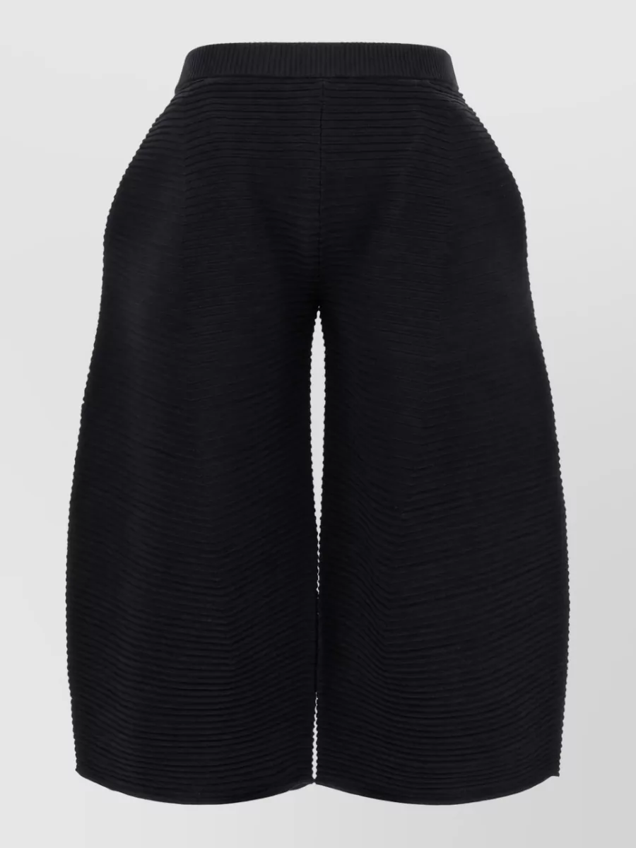 Issey Miyake Ribbed cropped wide-leg trousers