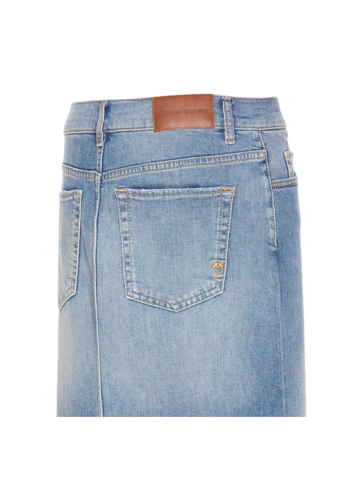 Shop Pinko Denim Skirt With Back Pockets And Front Slit