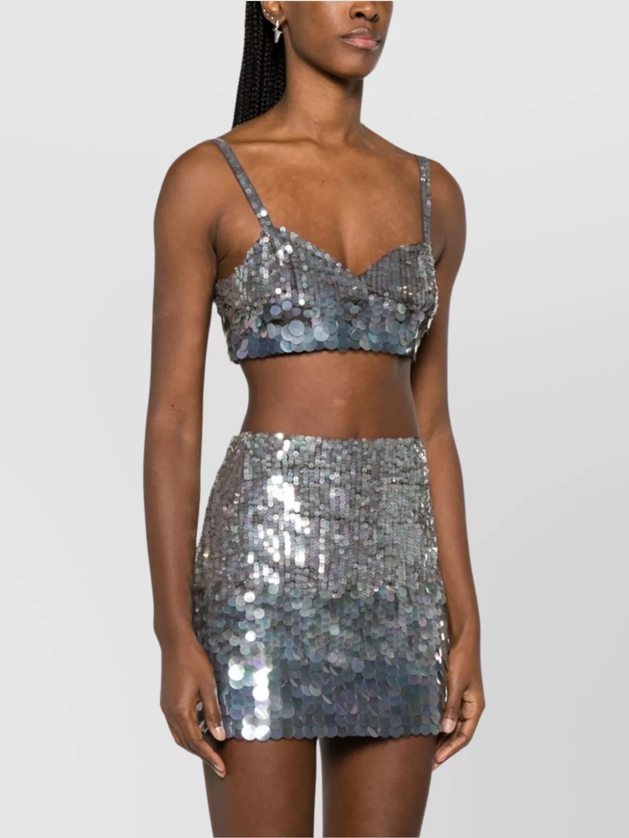P.a.r.o.s.h Iridescent Sequin Mesh Cropped Top