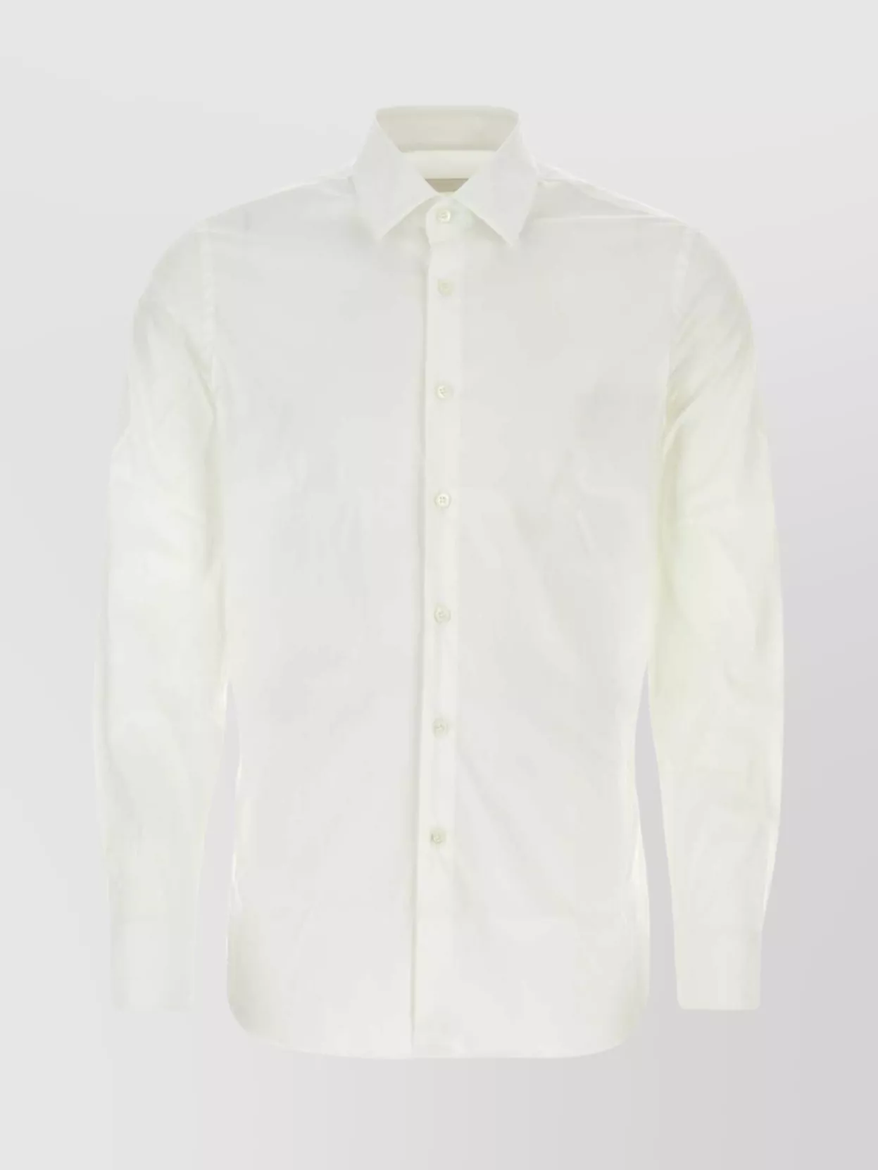 Shop Prada Stretch Poplin Shirt With Cuff Sleeves