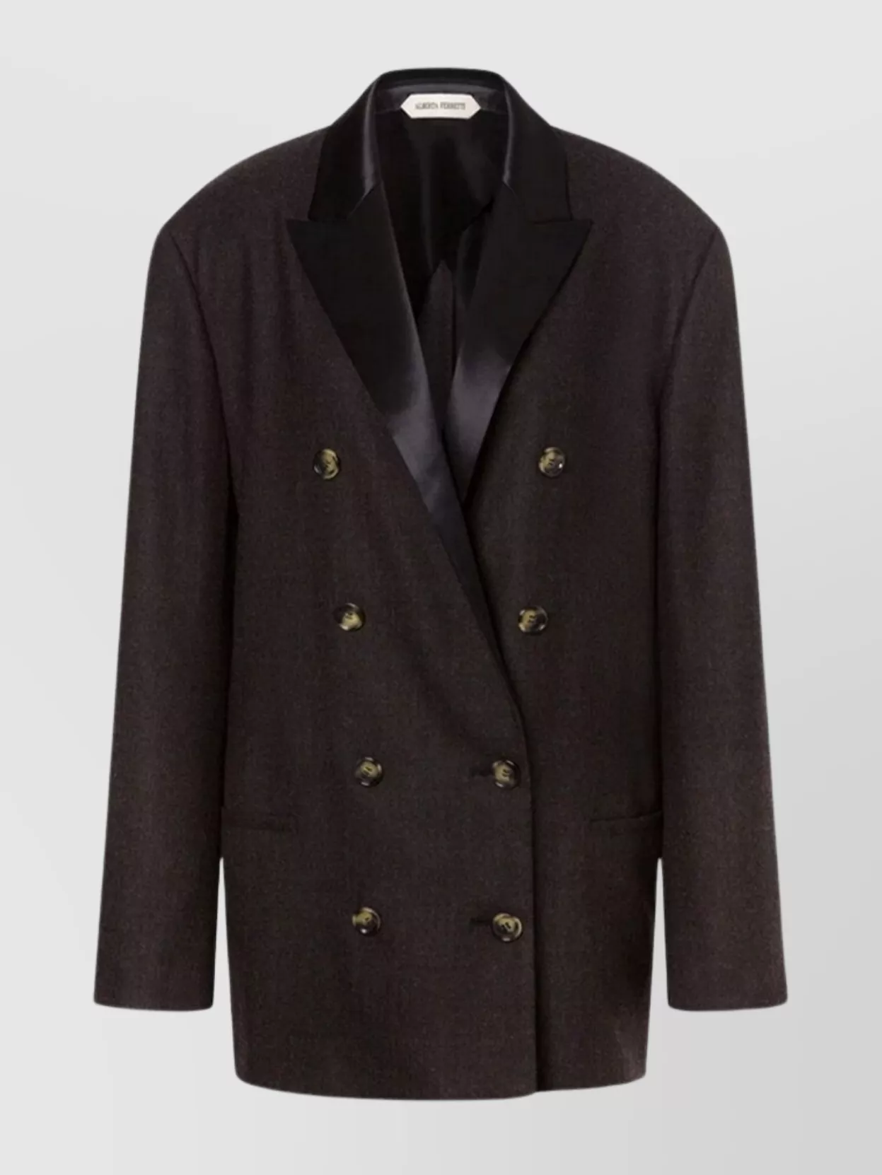 Alberta Ferretti Anthracite Grey Double-breasted Blazer With Peak Lapels In Brown