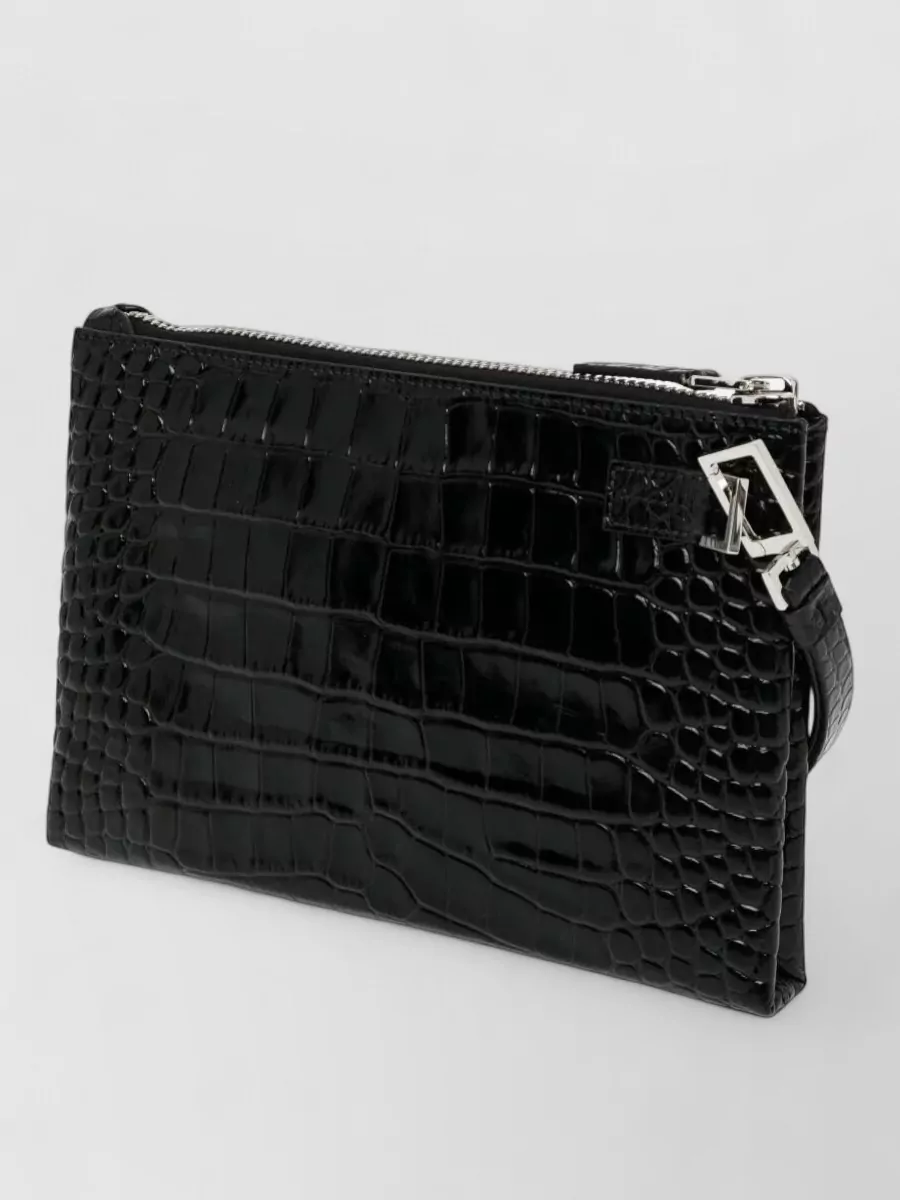 Tom Ford Leather Clutch Crocodile Effect Wrist Strap