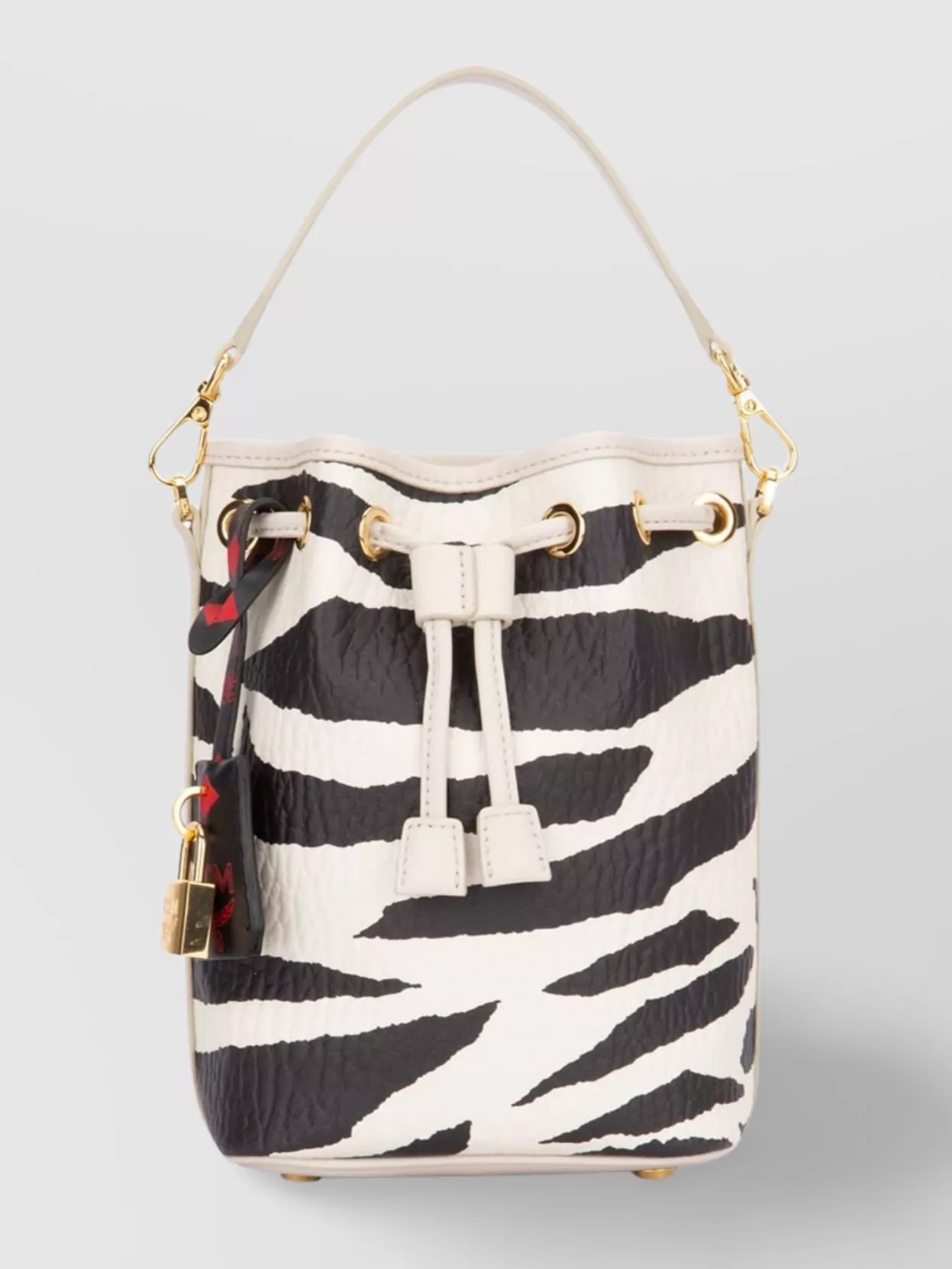 Shop Mcm Animal Print Shoulder Bag With Top Handle