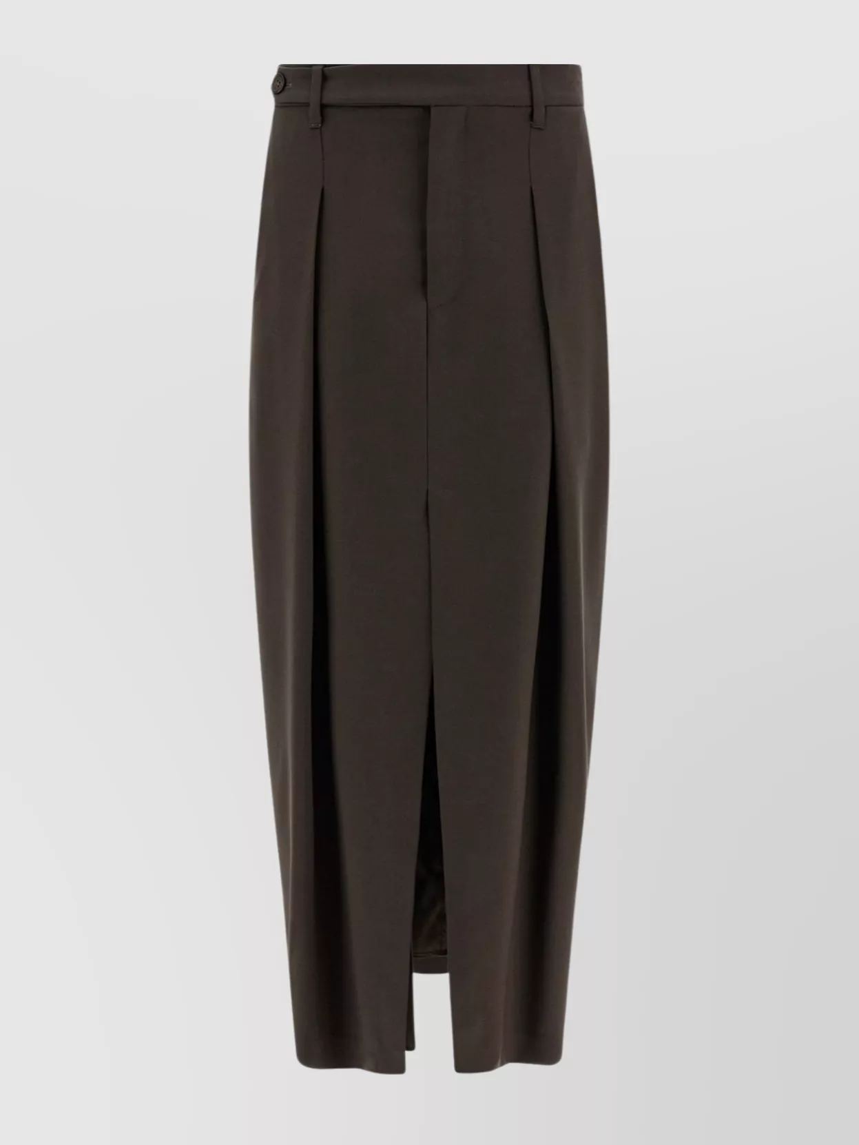 Brunello Cucinelli Curved Design Skirt With Pleats And Pockets In Brown