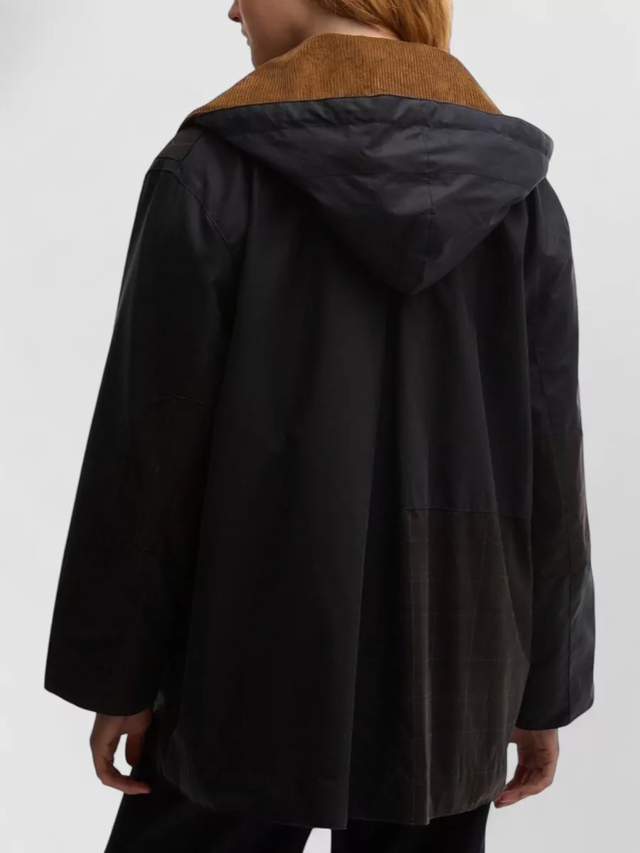 Barbour Ganni Hooded Coat Plaid Accents