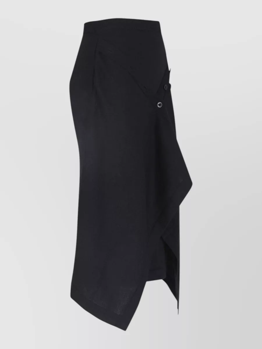 Lemaire Wool Asymmetric Draped Midi Skirt
