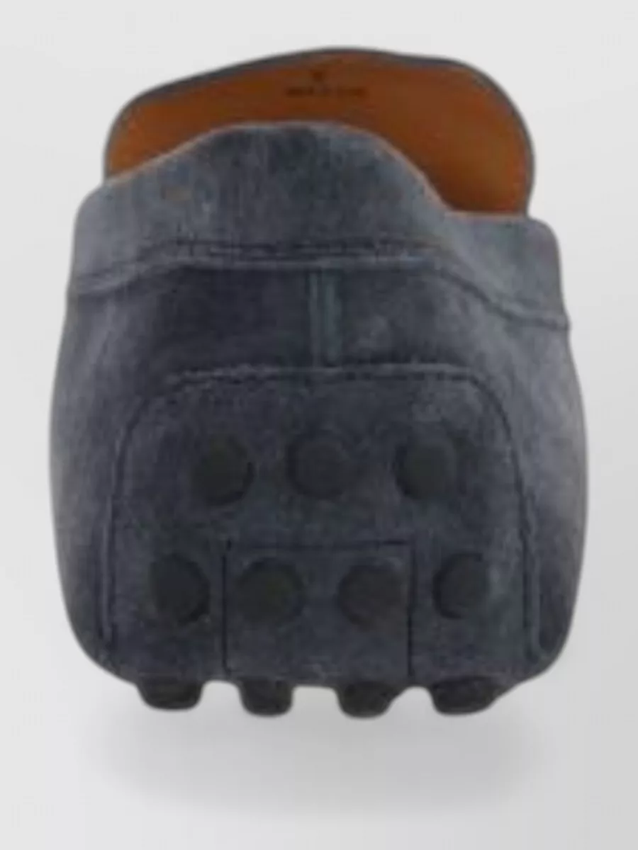 Tod's Suede Penny Strap Moccasin Rubber Sole