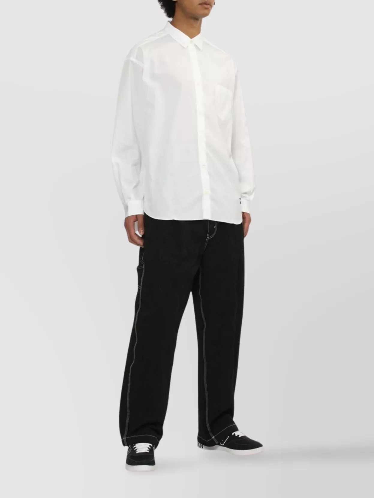 Comme Des Garçons Homme Long Sleeve Cotton Shirt With Button-Down Collar
