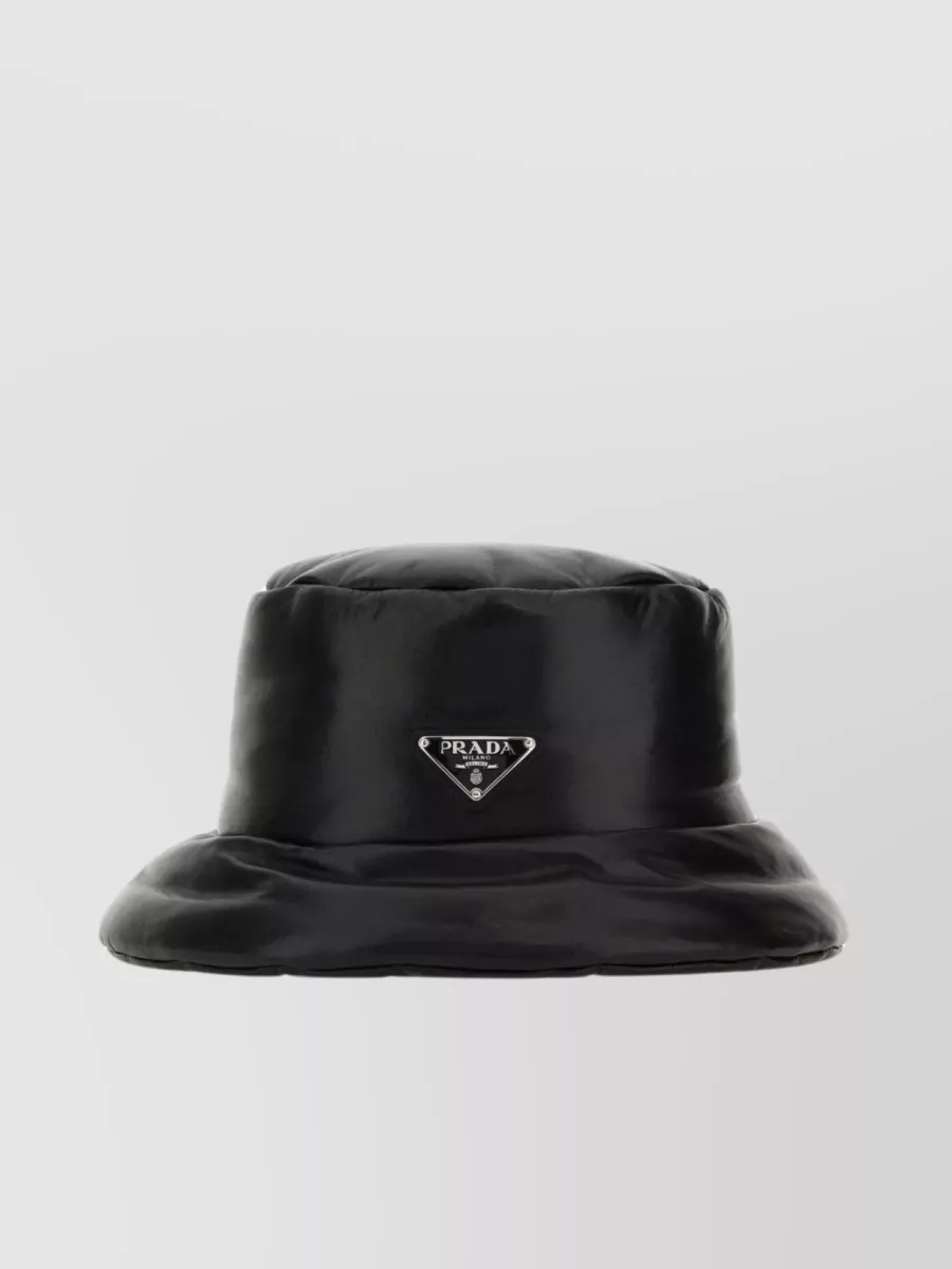 Shop Prada Structured Leather Bucket Hat In Black