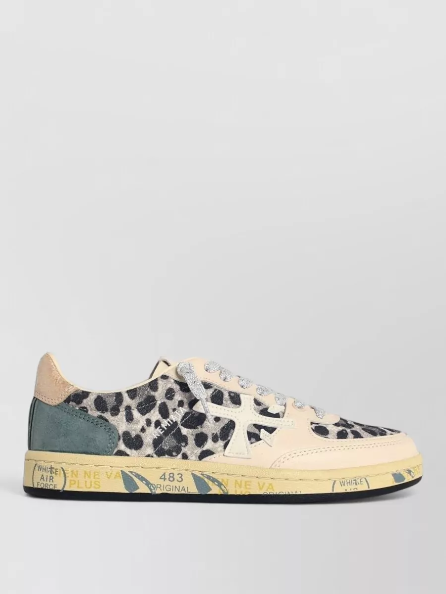 Premiata Animal Print Low Top Leather Sneakers
