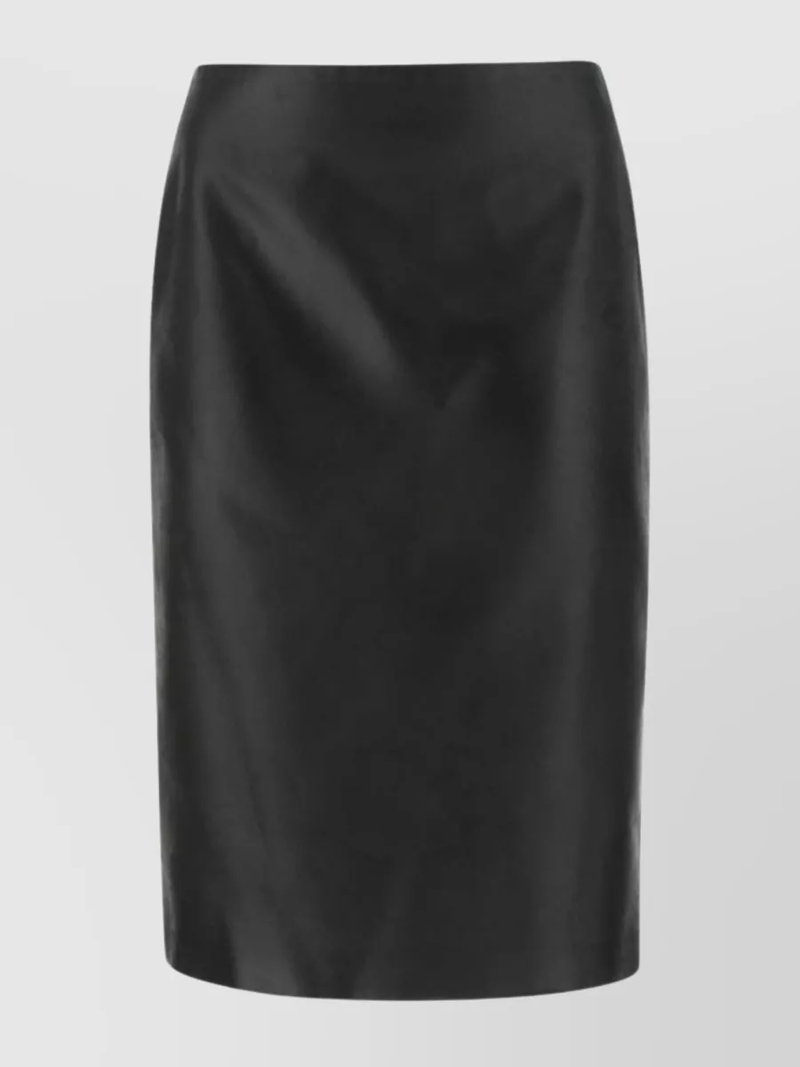 Shop Saint Laurent Satin Noir High Waist Knee-length Skirt In Black