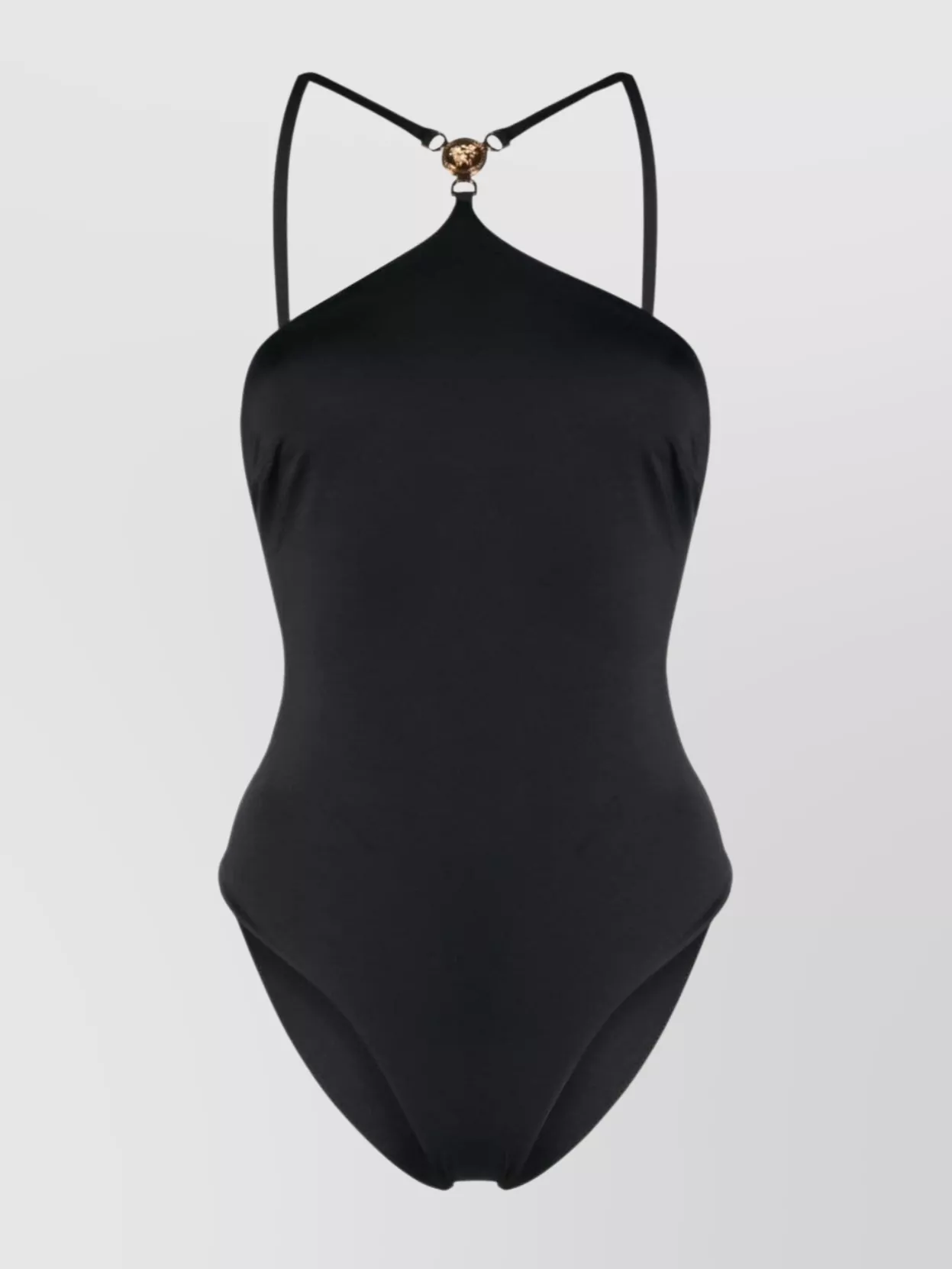 Shop Versace Open Back Halterneck Swimsuit