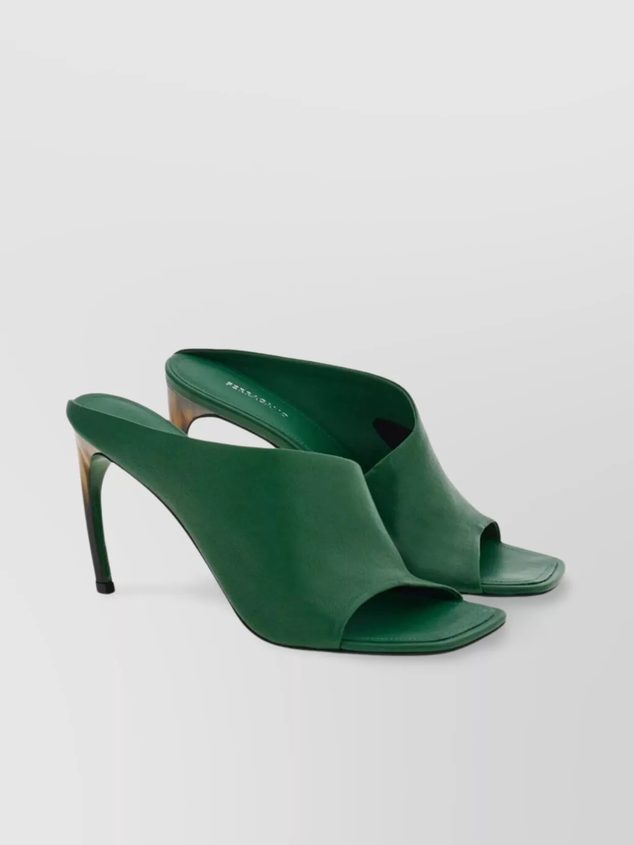 Ferragamo Curved Heel Square Toe Mules