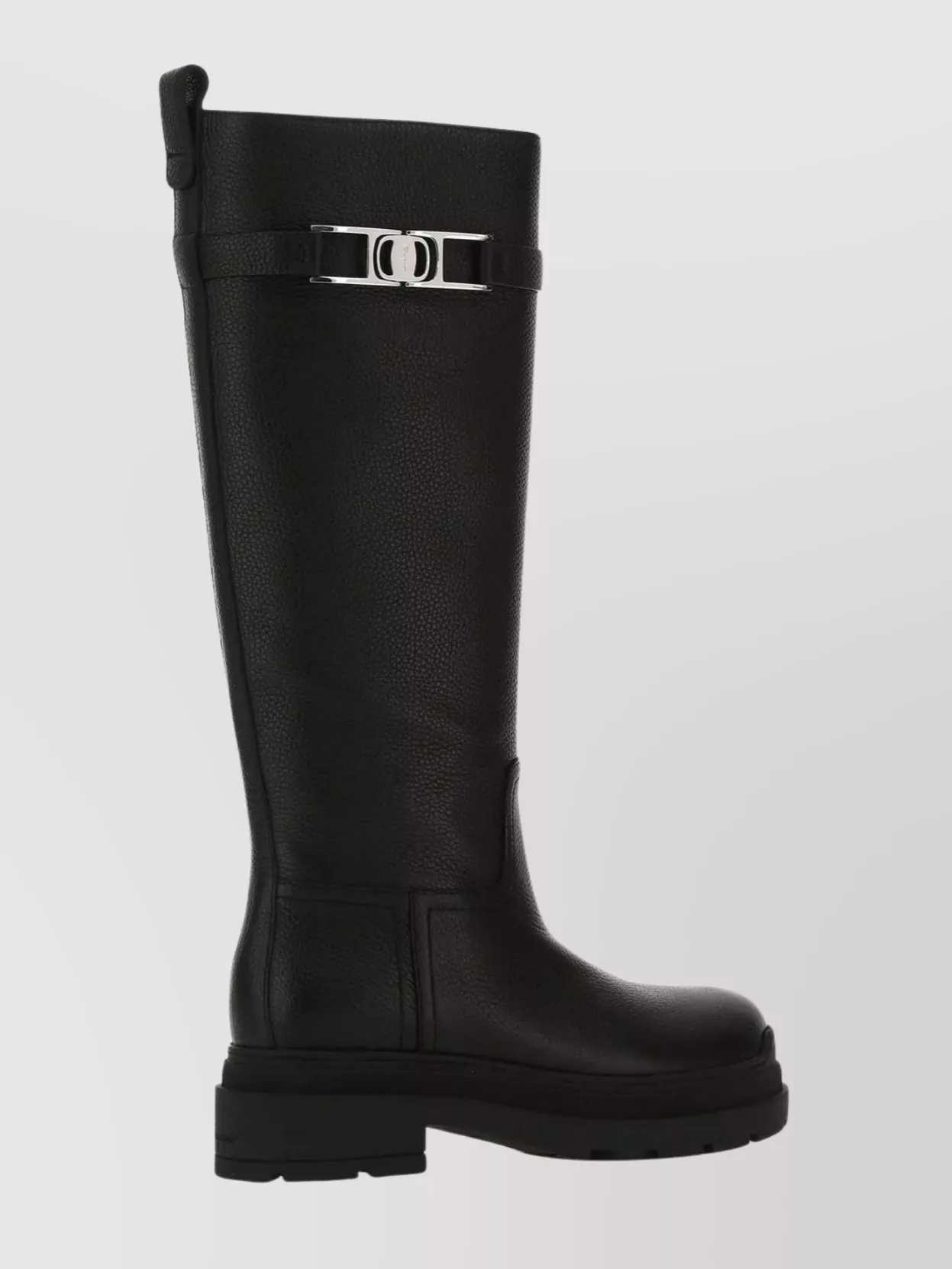 Ferragamo Leather Ryder Boots Buckle Detail