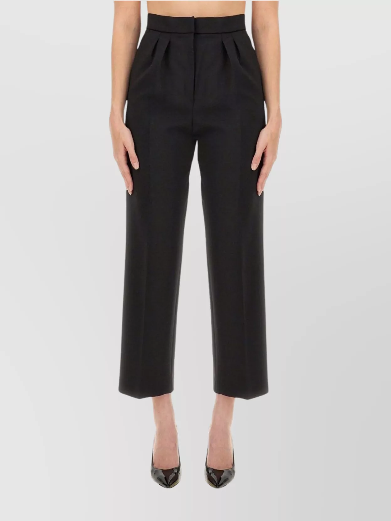 Max Mara Cropped Trousers With Pleated Front Design
