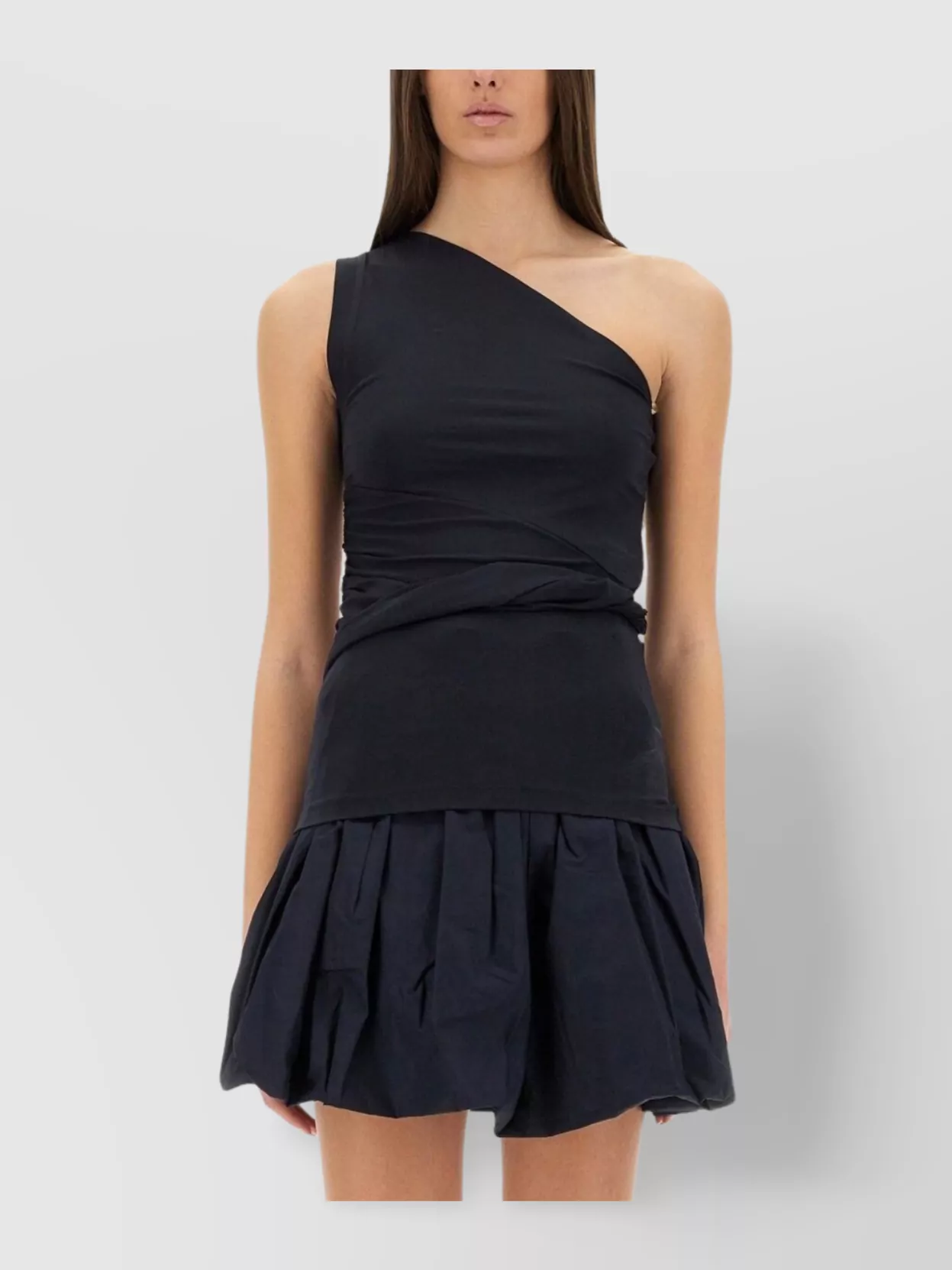 Patou One-Shoulder Pleated Mini Top