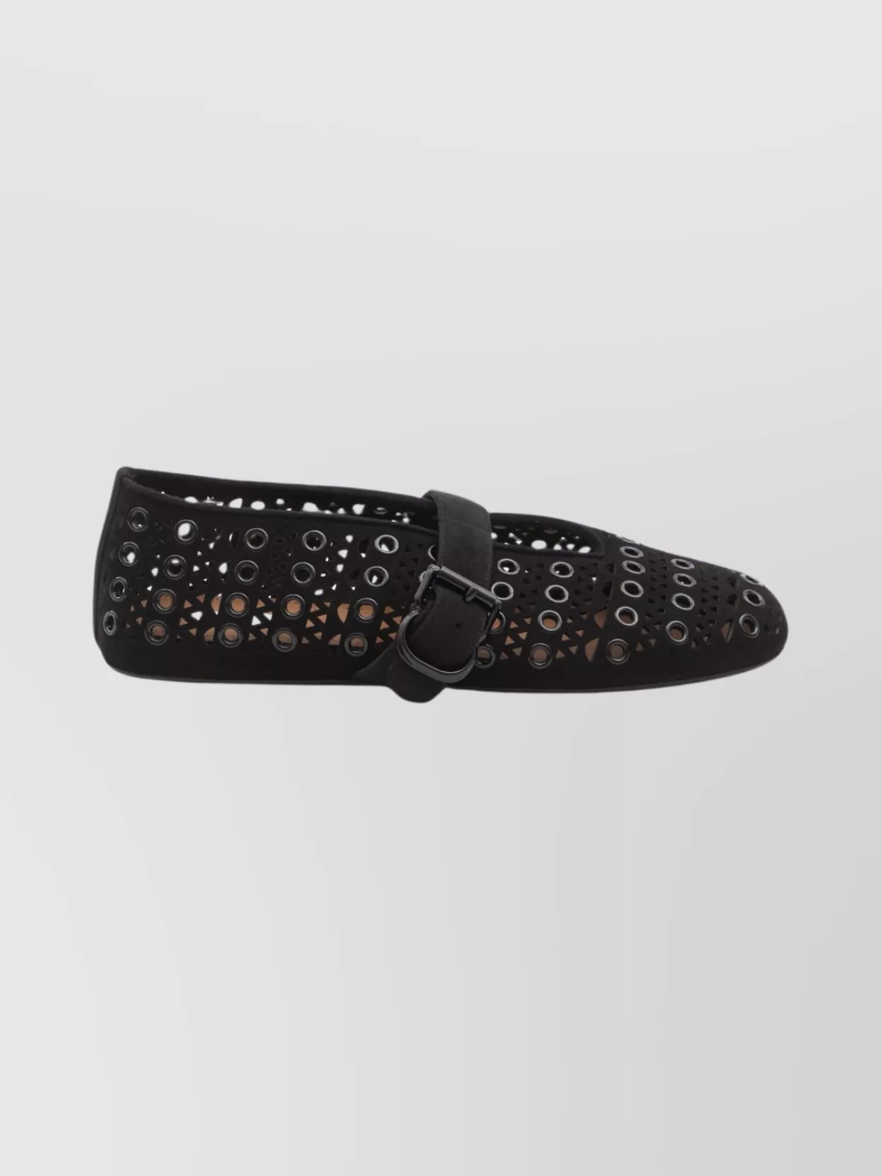 Alaïa Eyelet Detail Suede Ballerina Flats