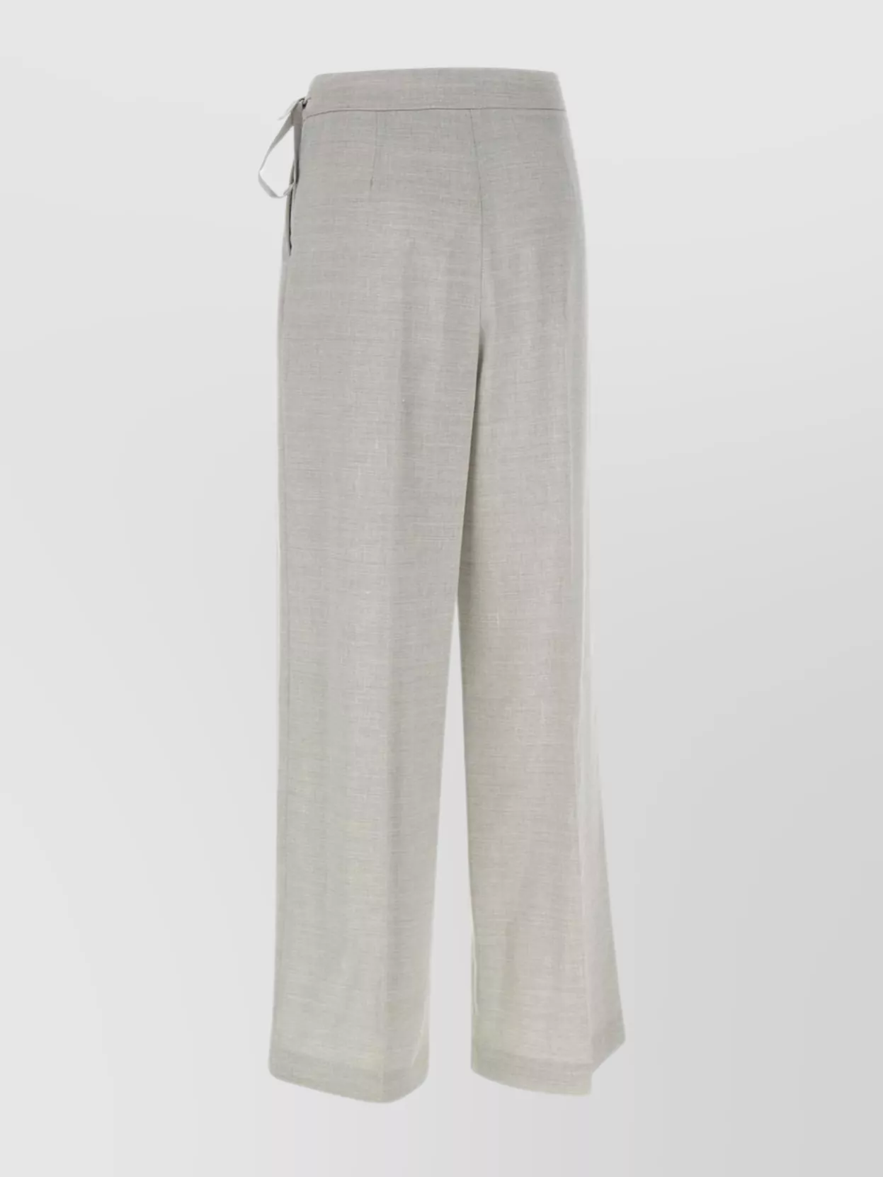 Eleventy High Waist Linen And Wool Blend Trousers In Gray