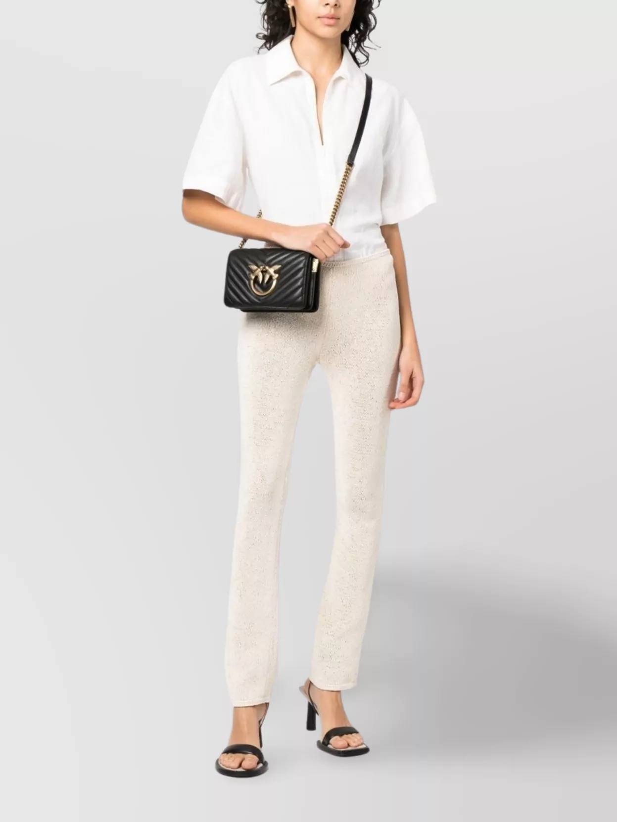 Pinko Mini Love Birds Shoulder Bag In Black