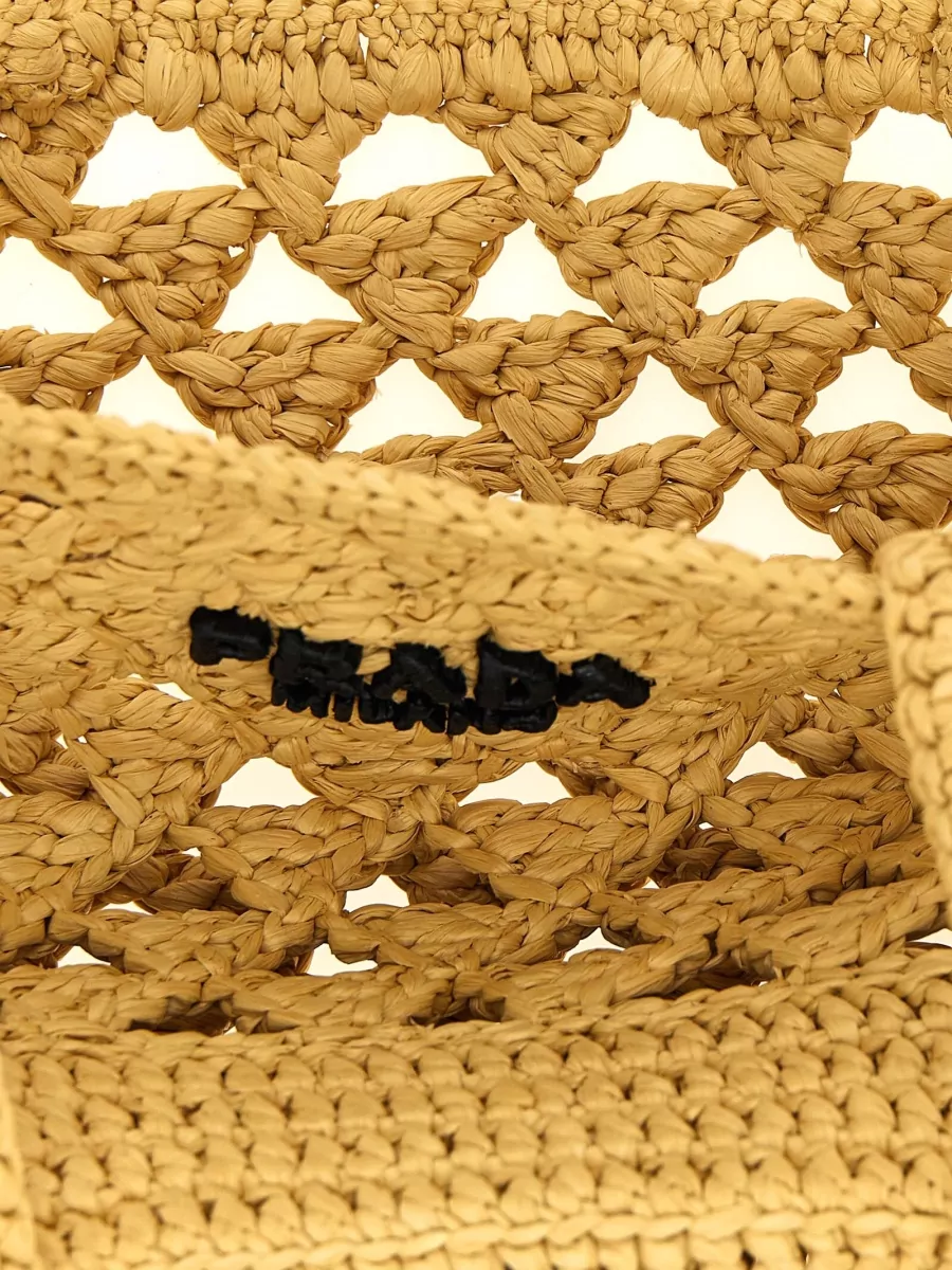 Prada Crochet Raffia-Effect Tote Bag