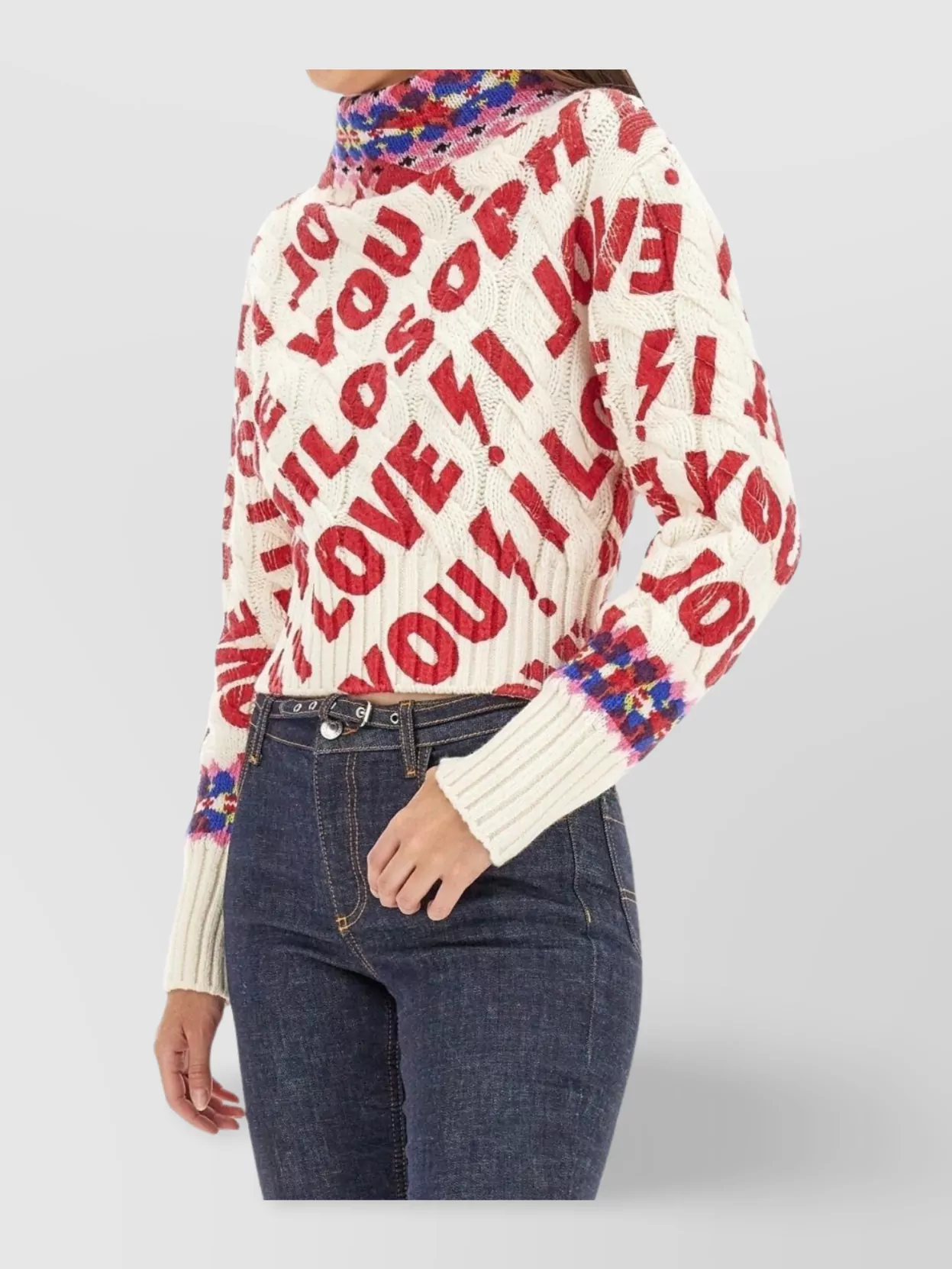 Shop Philosophy Love Graphic Knit High Neck Sweater