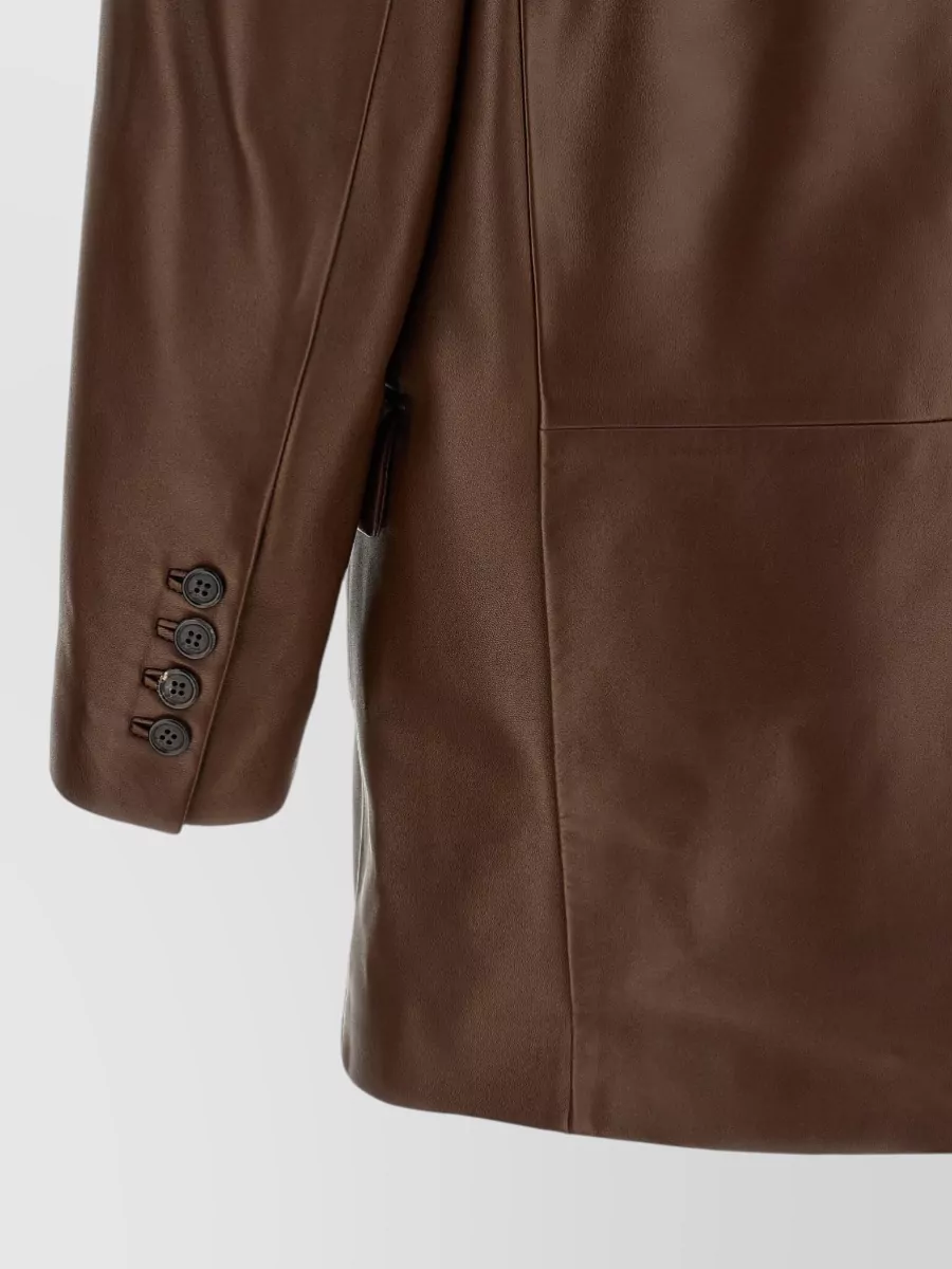 Saint Laurent Leather Single-Breasted Blazer