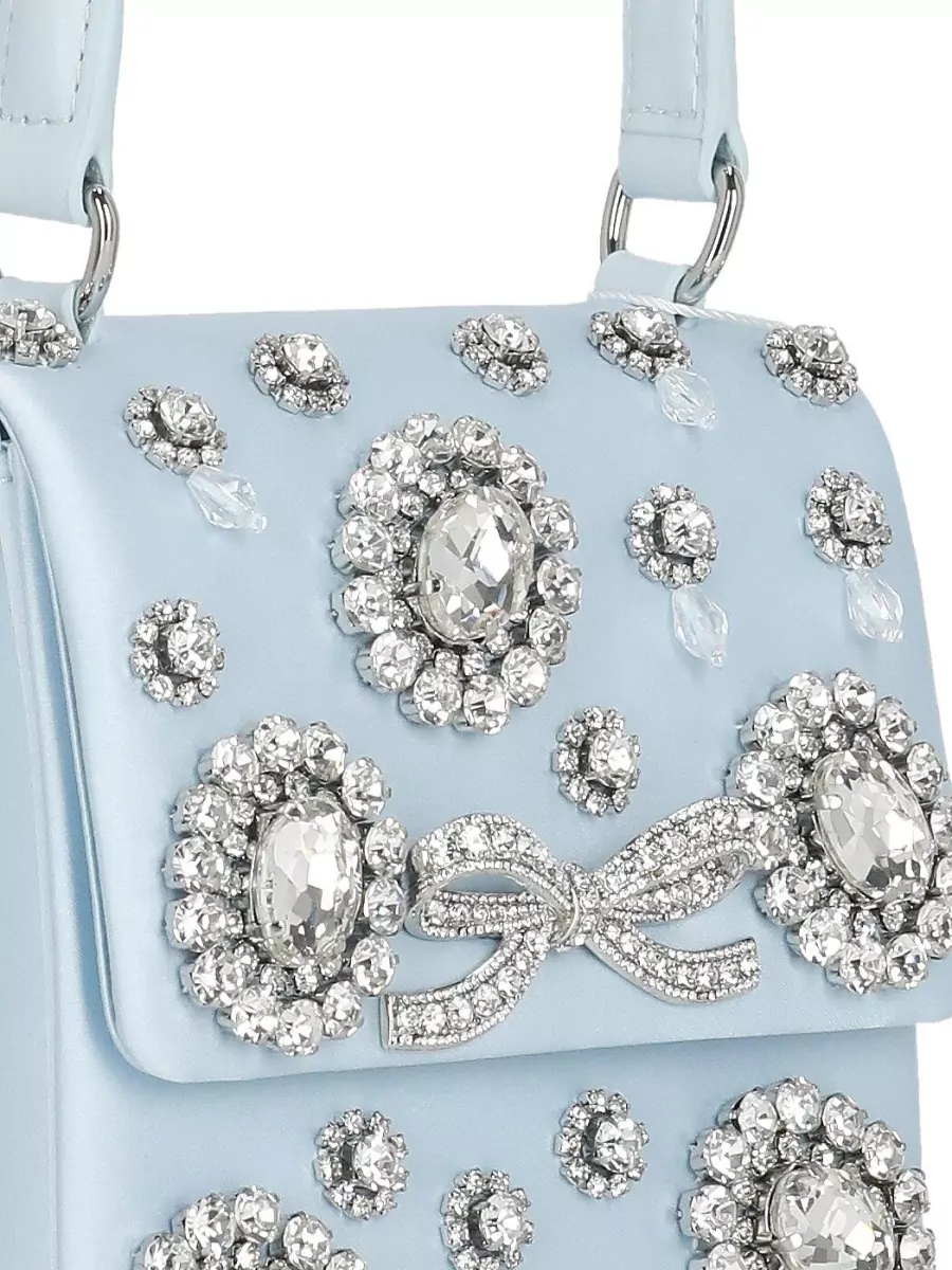 Self-Portrait The Bow Mini Crystal-Embellished Satin Shoulder Bag