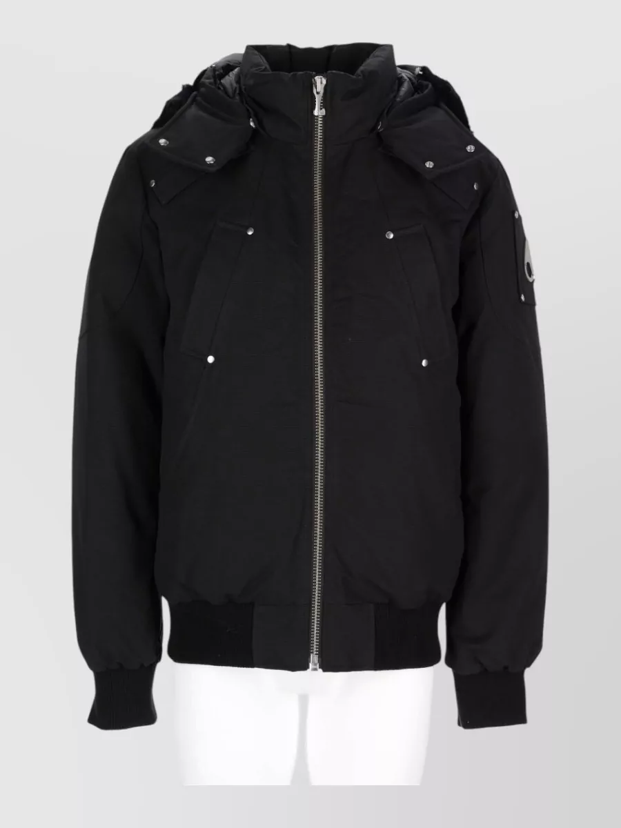 Moose Knuckles down hooded bomber jacket