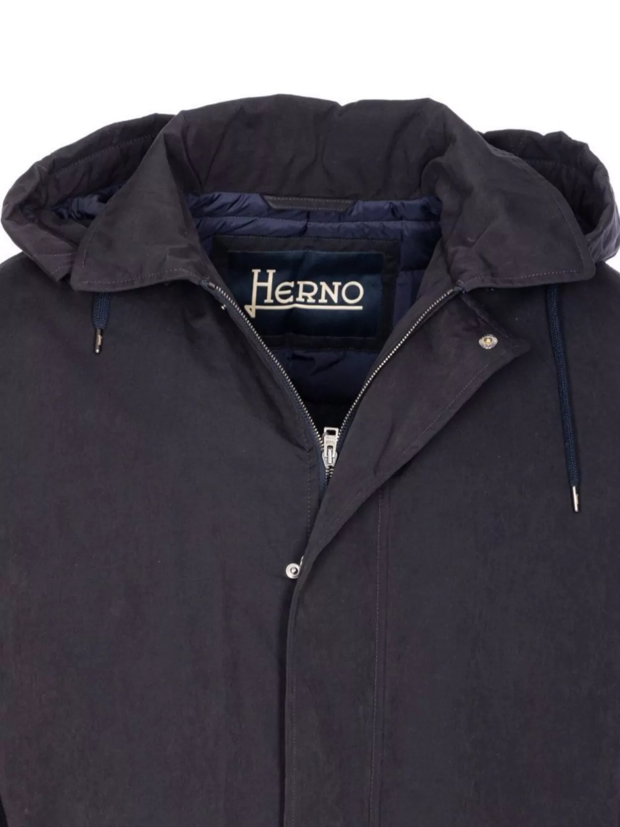 Herno Parka Jacket With Adjustable Drawstrings And Hood In Blue