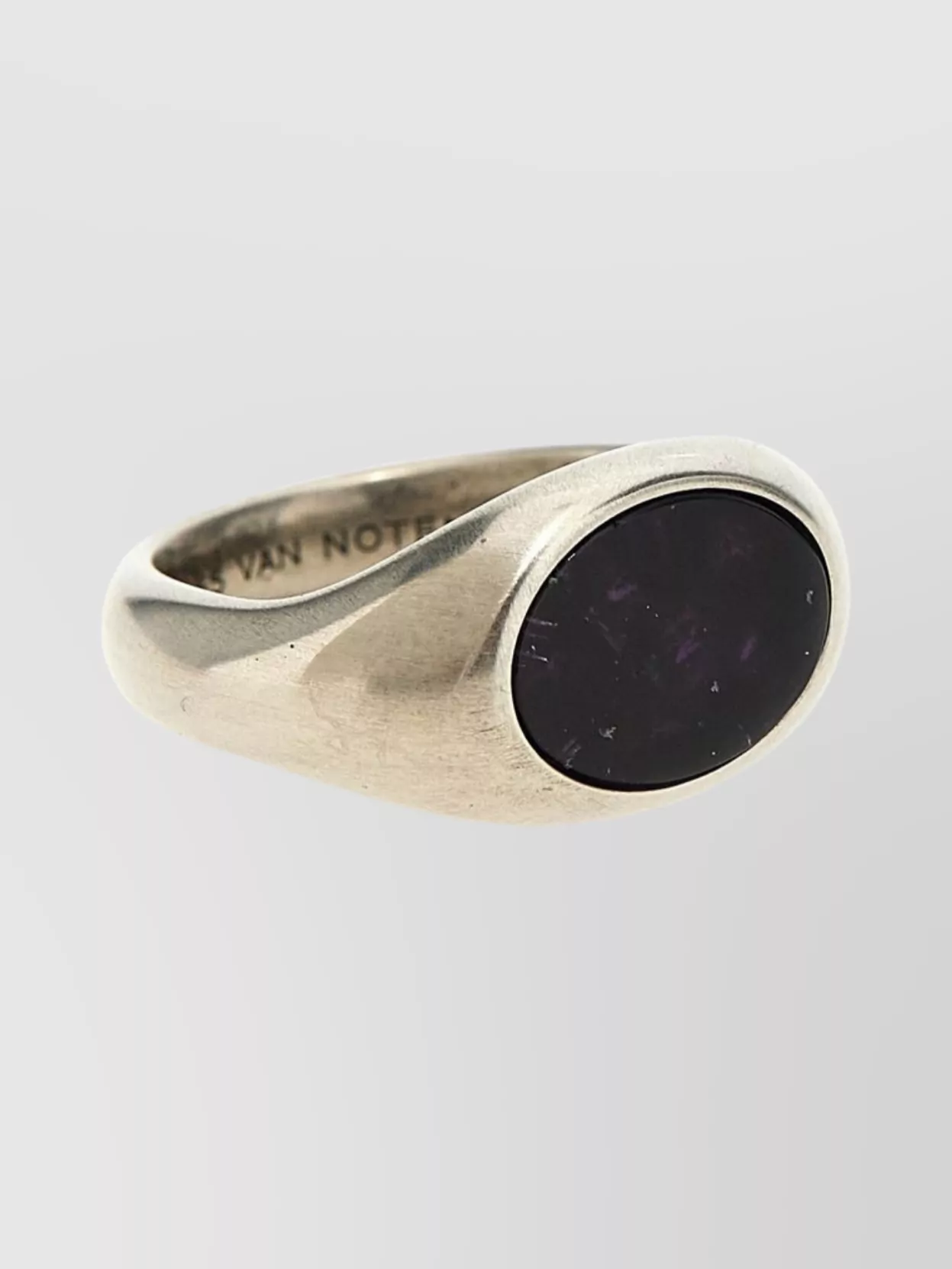Dries Van Noten Oval Gemstone Signet Ring Polished Finish