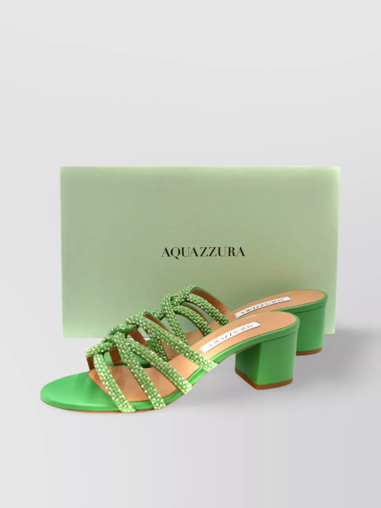 Aquazzura Block Heel Embellished Strappy Sandals