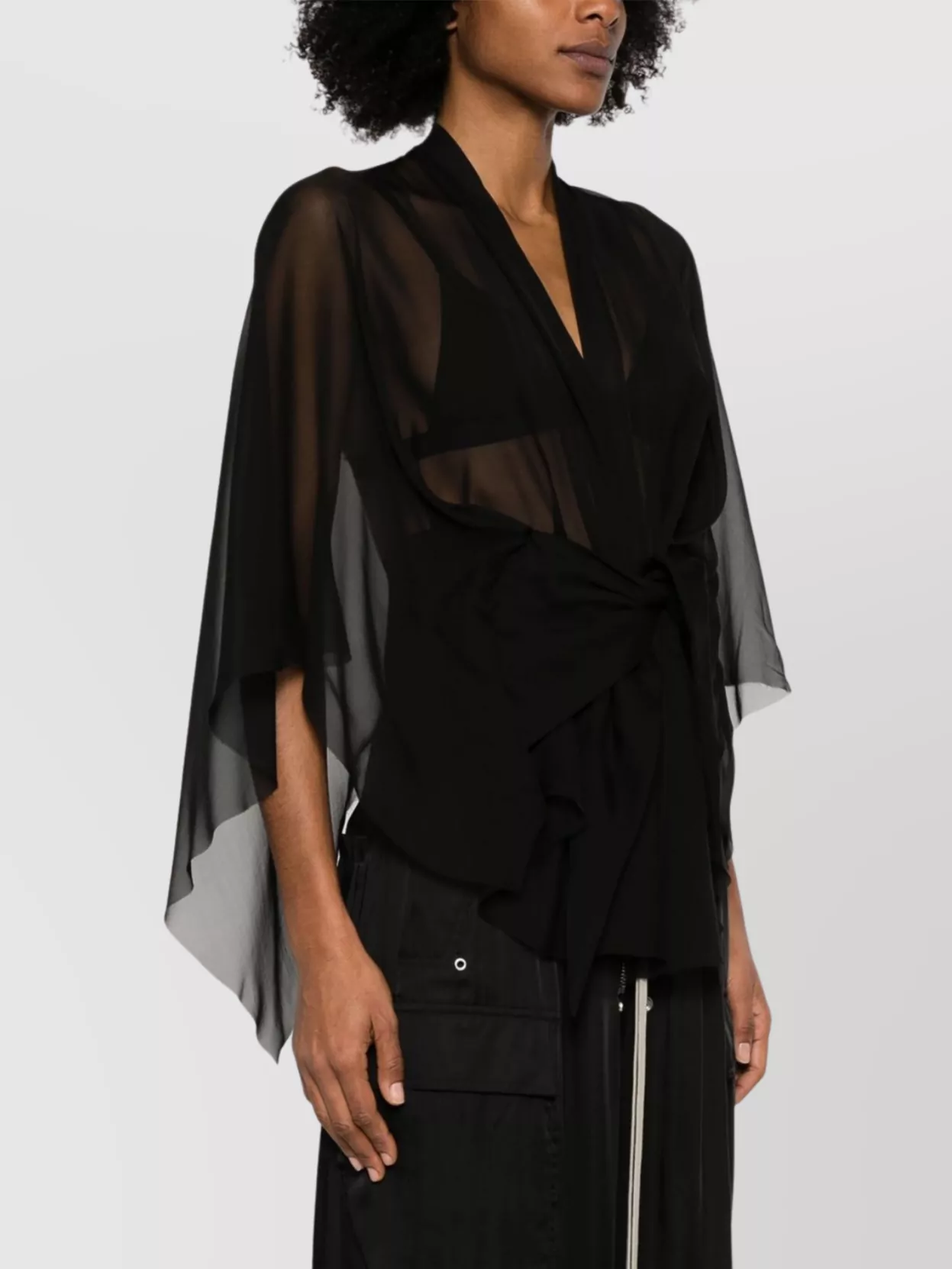 Rick Owens Draped Kimono Sleeves Layered Jacket