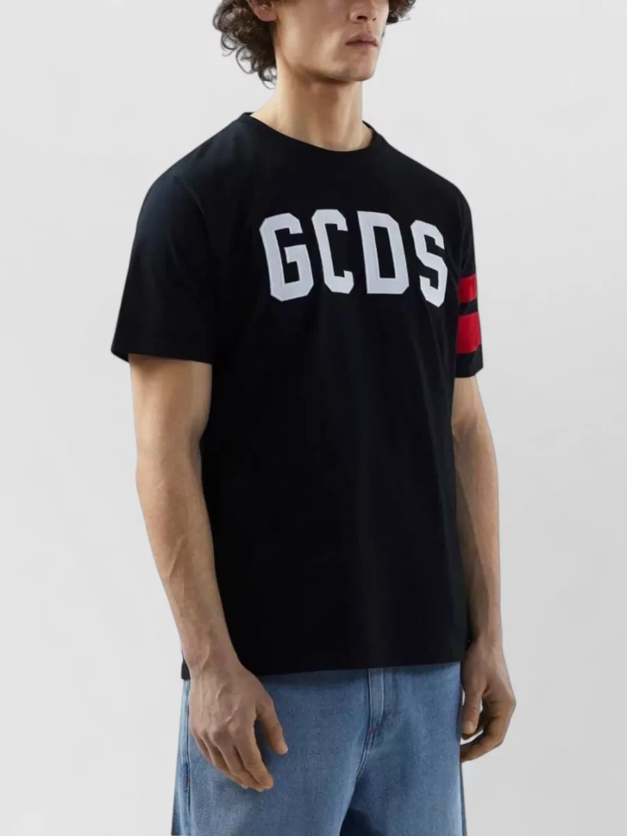 Gcds Striped Logo-Print Cotton Short-Sleeve T-Shirt