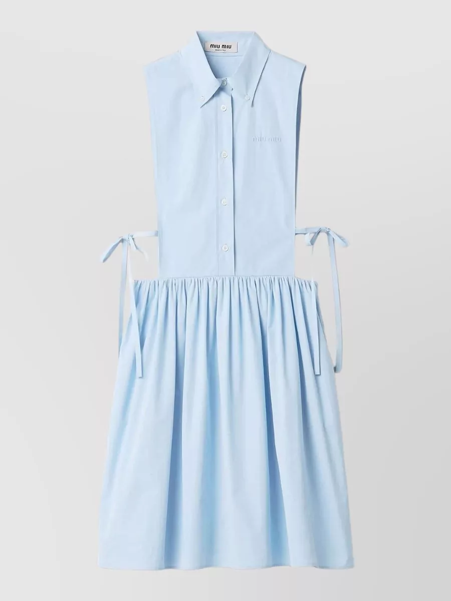 Miu Miu Cotton poplin side-tie shirt midi dress