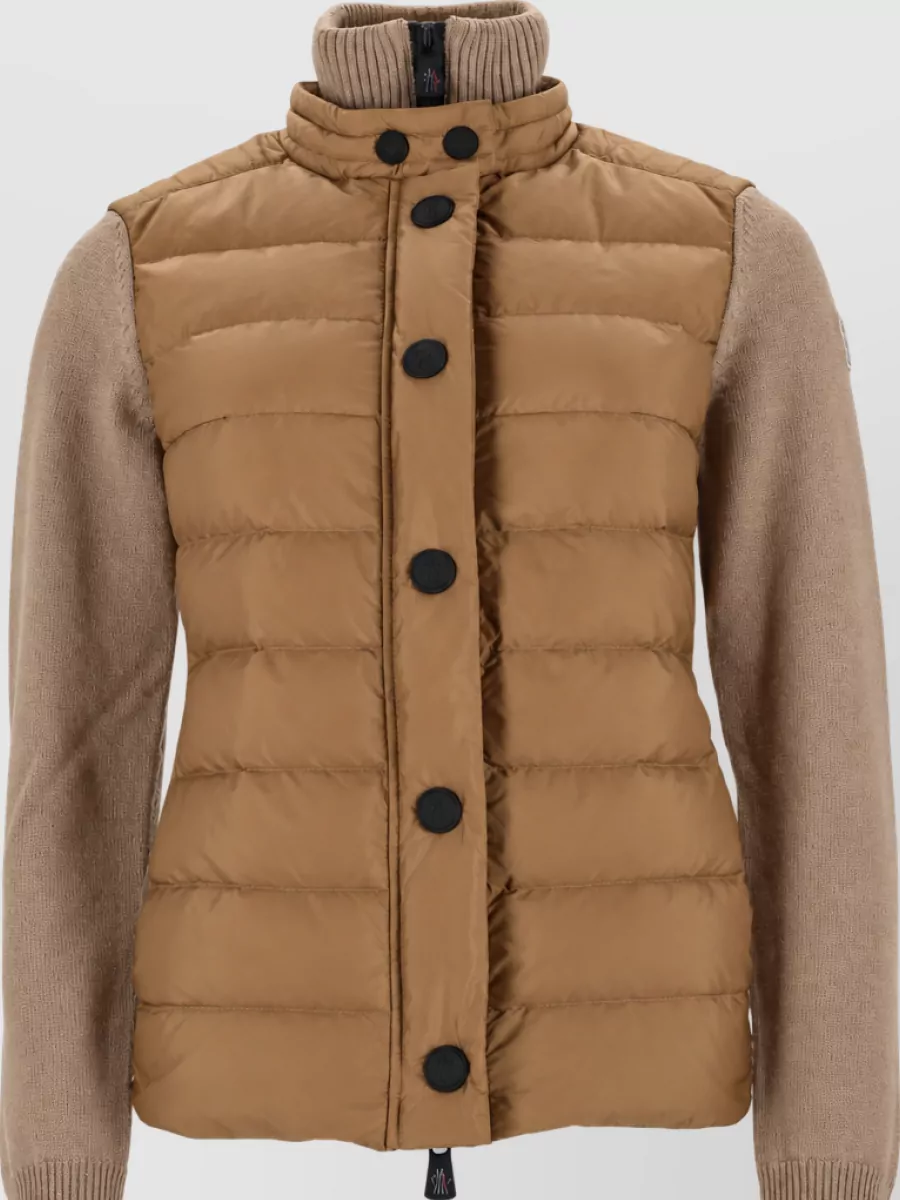 Moncler Down Fitted Jacket In Animal Print