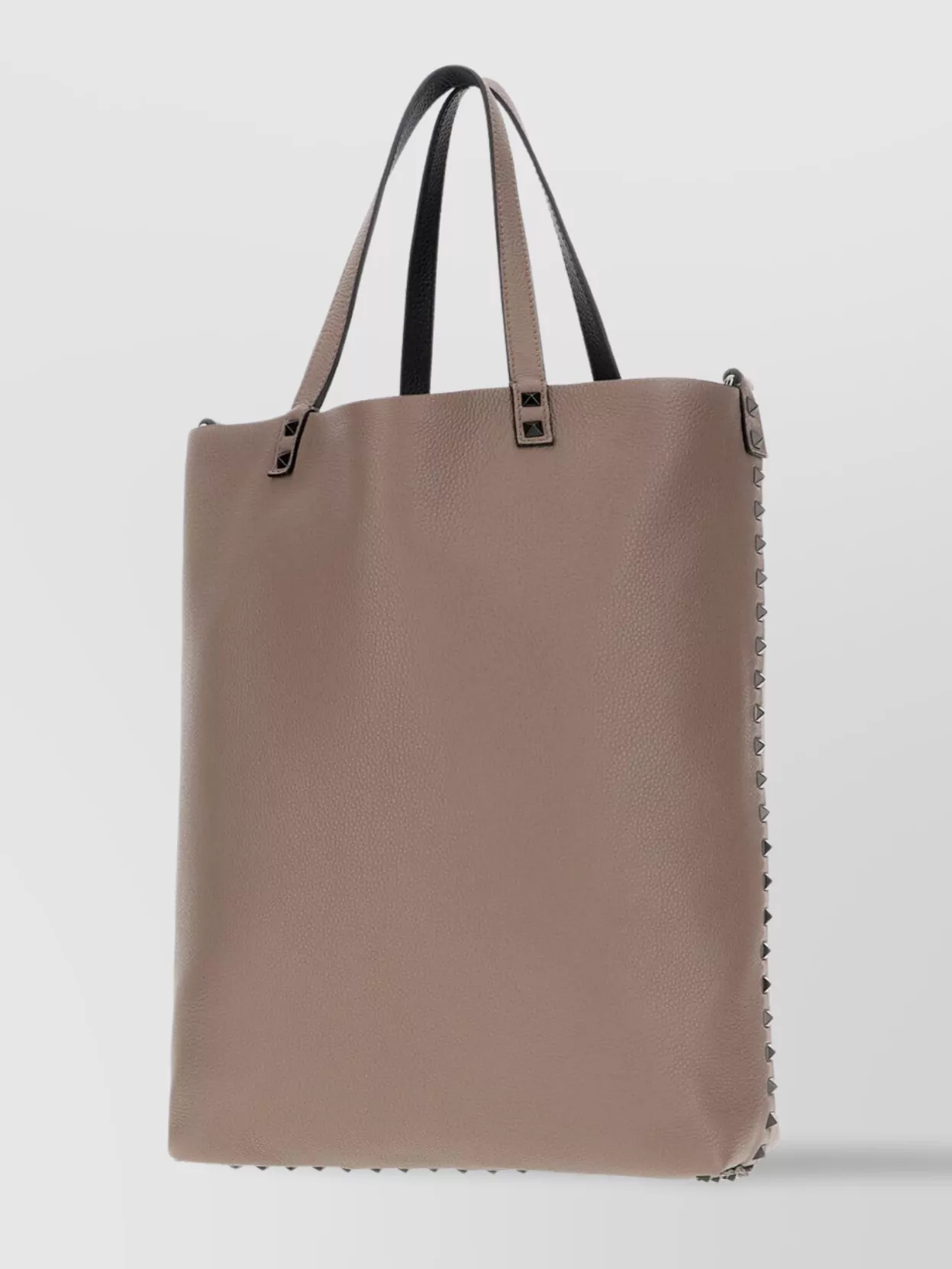 Valentino Aged Leather Tote Bag With Studded Trim
