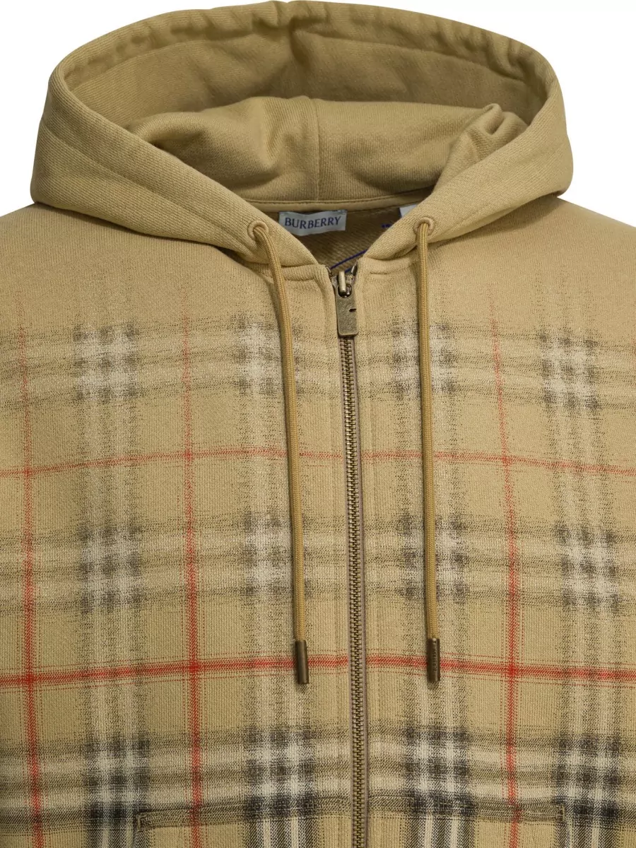 Burberry Checked Cotton Hoodie
