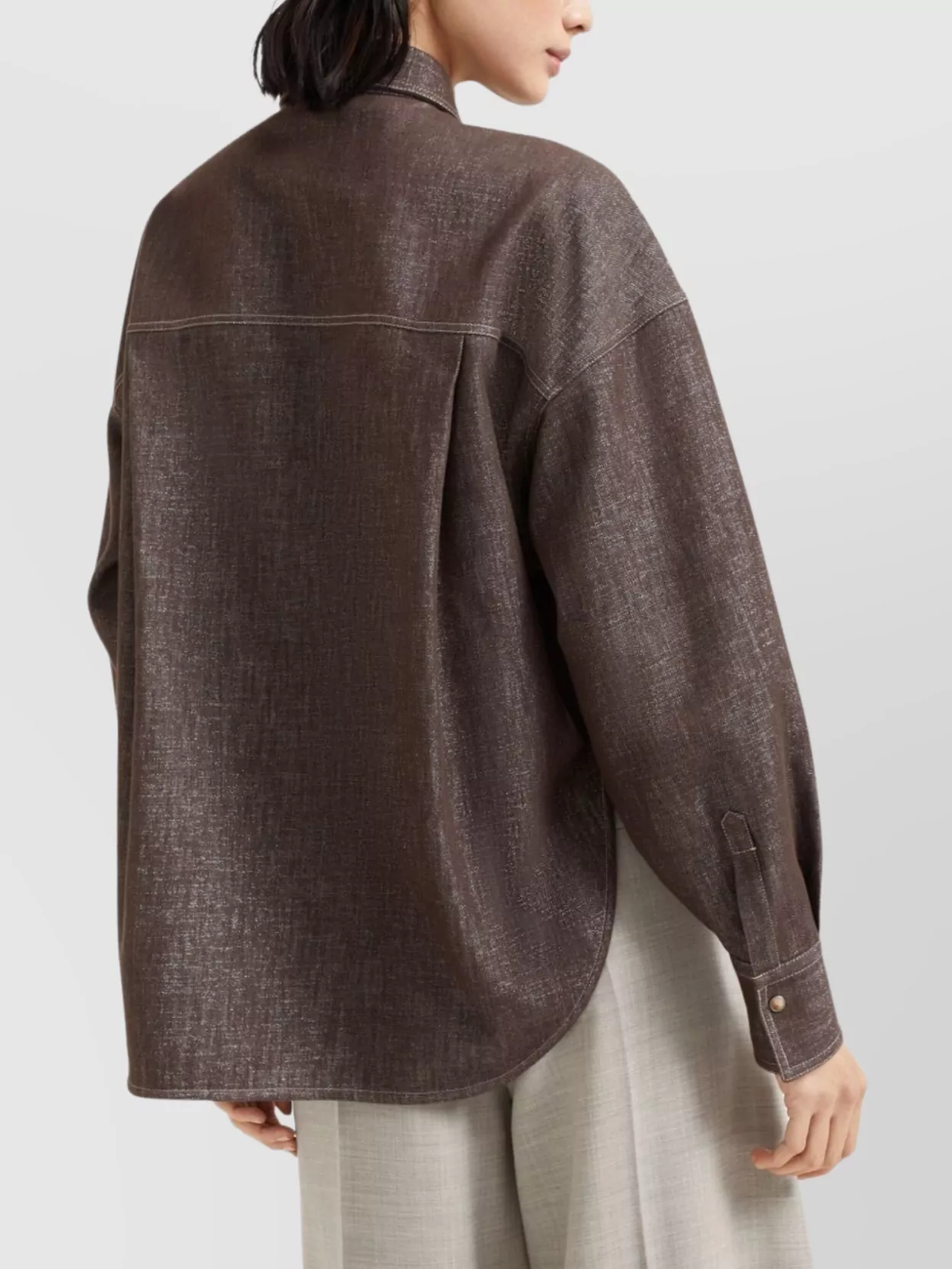 Brunello Cucinelli Long Sleeve Collared Top With Chest Pockets