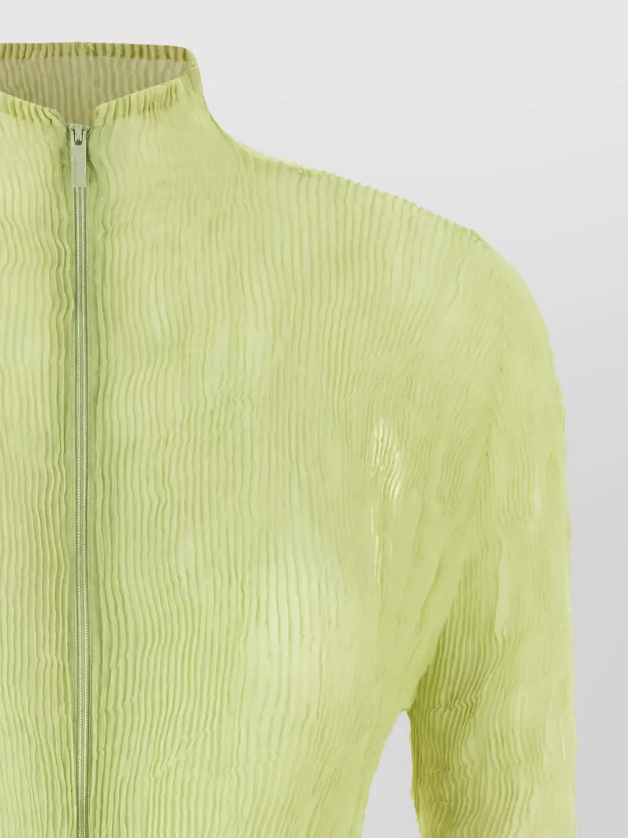 Issey Miyake Chiffon Twist 1 High Neck Long Sleeve Pleated Cardigan