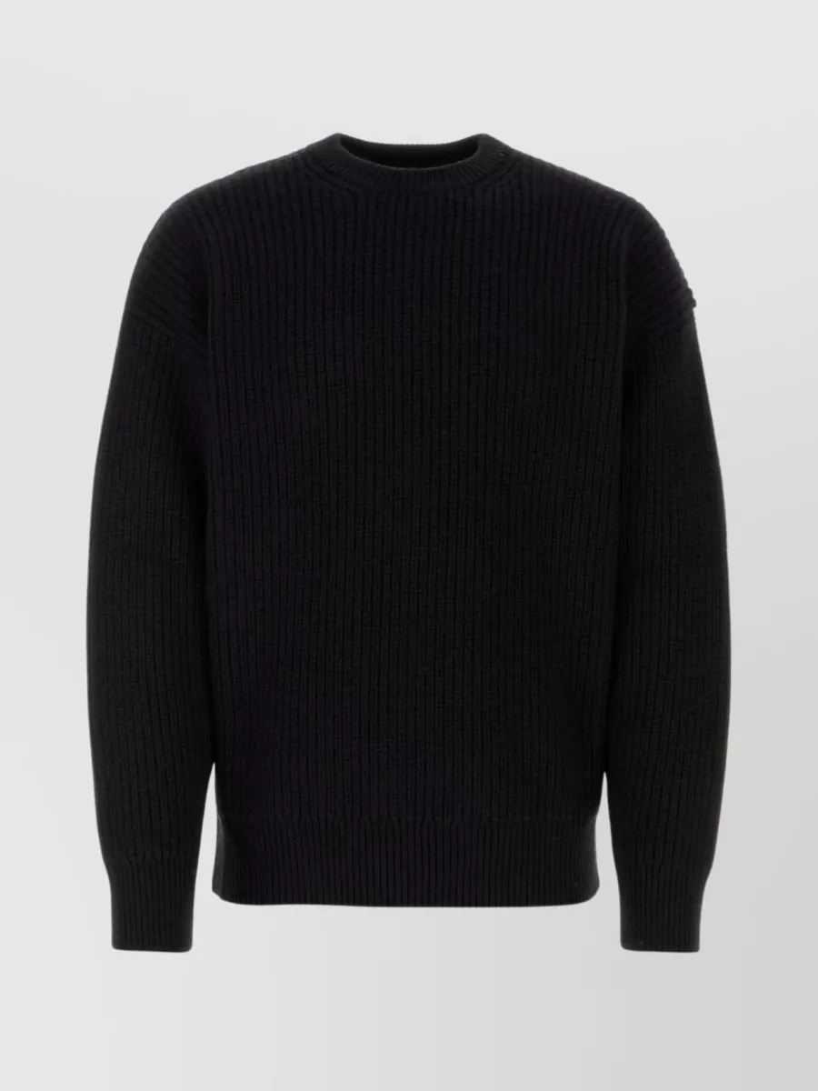 Shop Marine Serre Wool Blend Crew-neck Sweater In Black